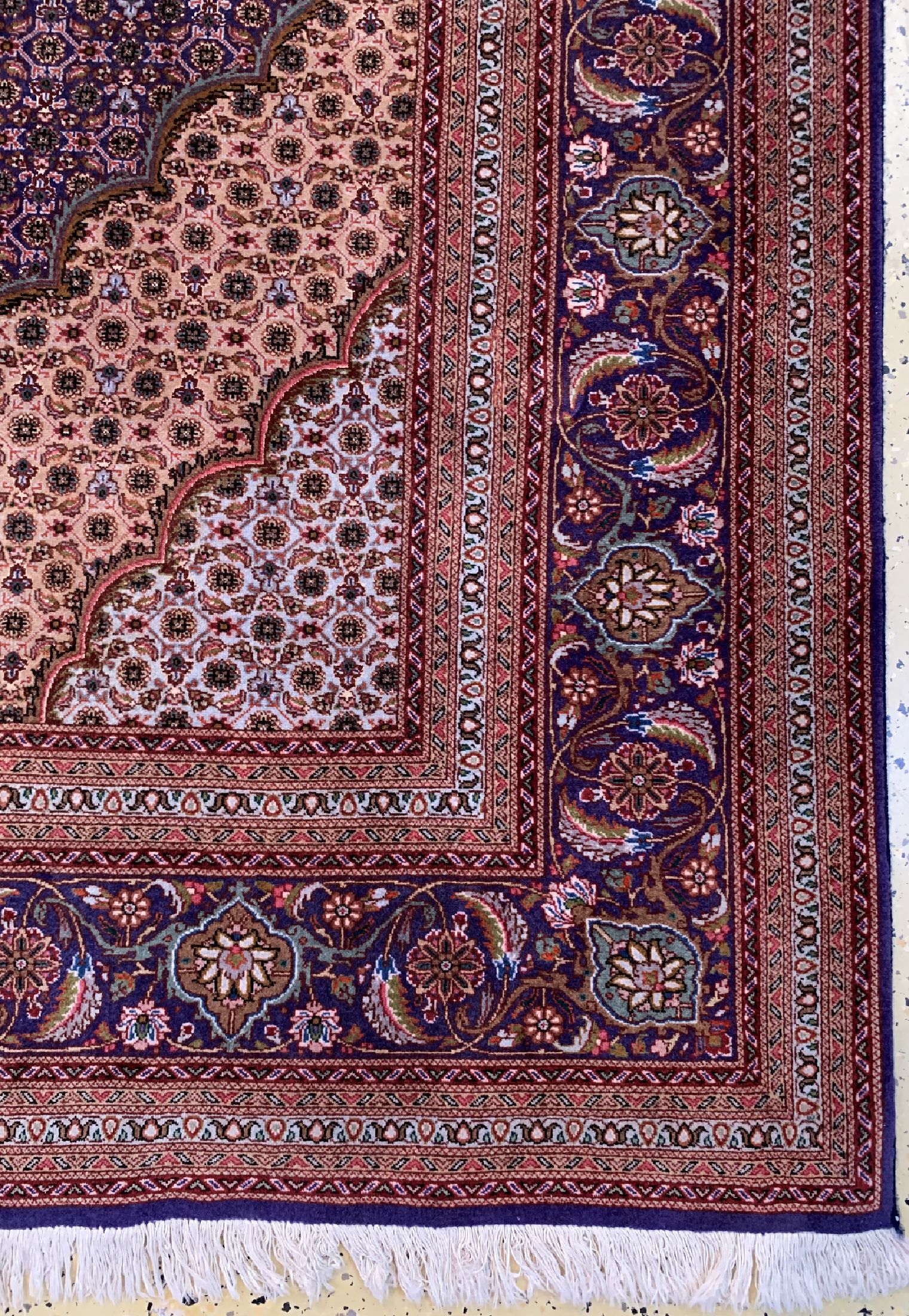 Detail a: Täbriz fein(50 Raj), Persien, um 1960, Korkwolle mit Seide, ca. 300 x 203 cm, gereinigt, EHZ: 1-2