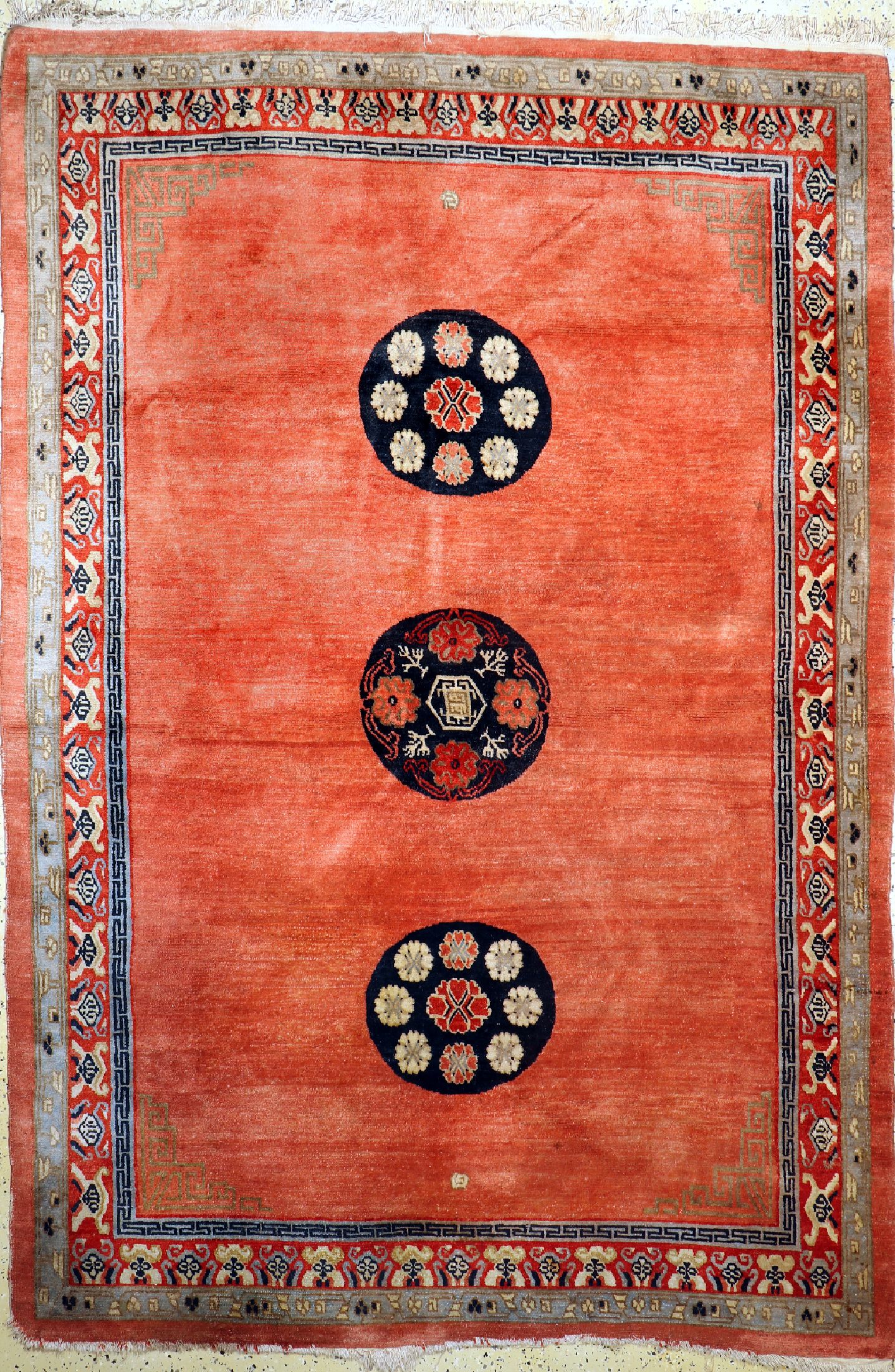 Mogolischer Teppich, Mongolei, um 1930, Wolle auf Baumwolle, ca. 295 x 200 cm, EHZ: 3