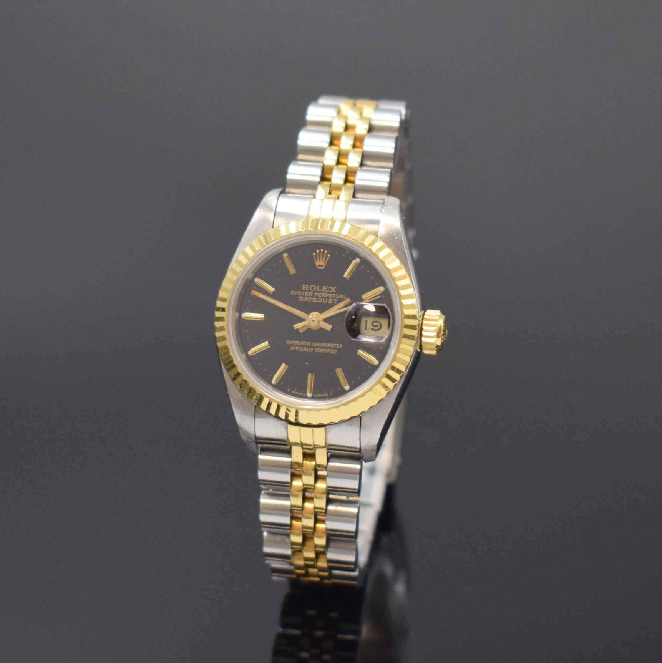 ROLEX Oyster Perpetual Datejust Damenarmbanduhr Referenz 69173, Schweiz um 1991, Automatik, Edelstahl und Gold komb., verschr. Oystergeh., ...