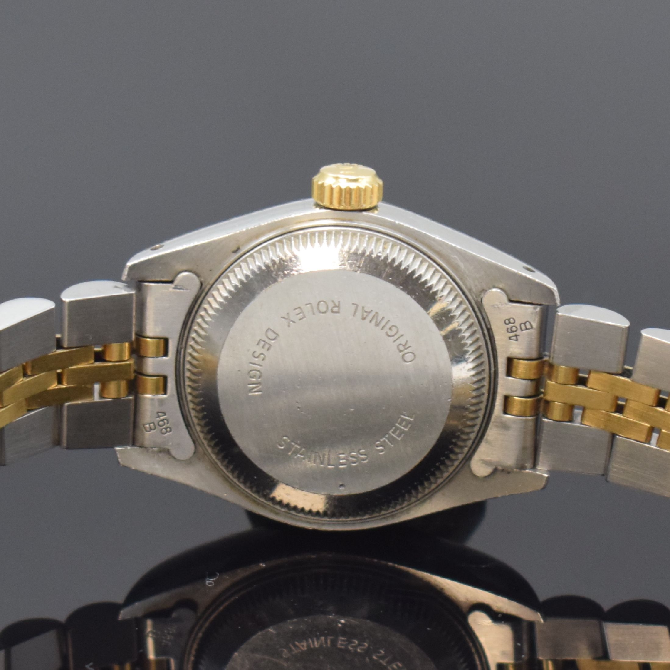 Detail d: ROLEX Oyster Perpetual Datejust Damenarmbanduhr Referenz 69173, Schweiz um 1991, Automatik, Edelstahl und Gold komb., verschr. Oystergeh., ...