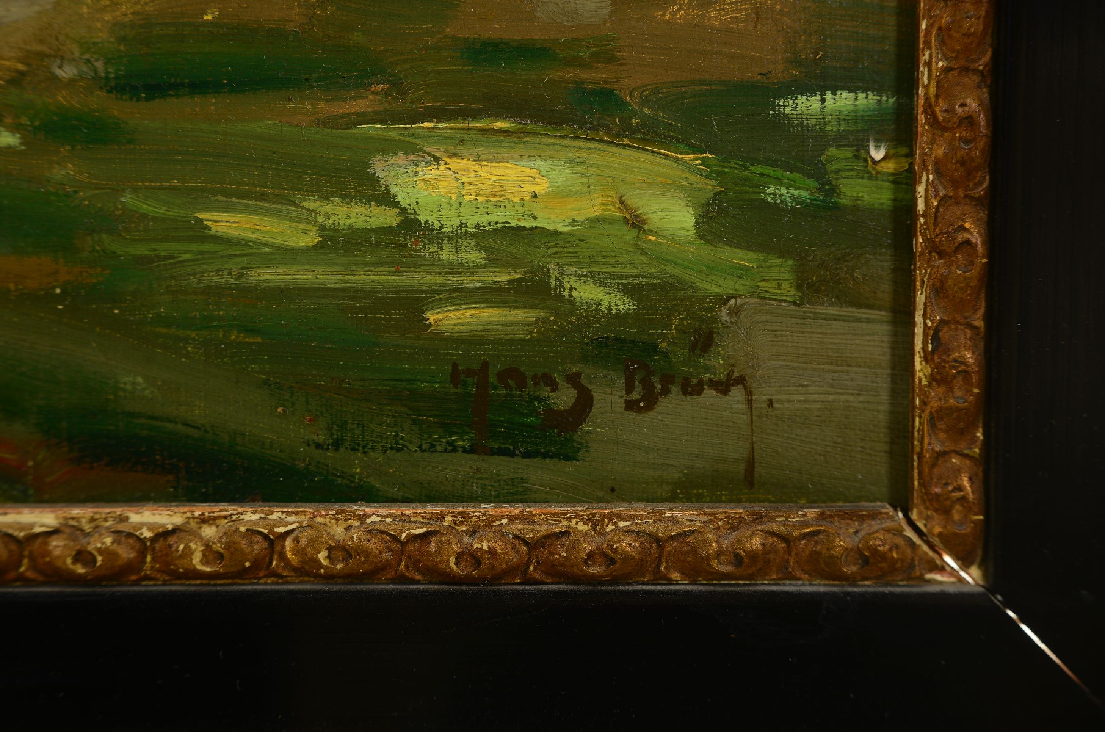 Detail a: Hans Brück, geb. 1890 Mannheim, Studium an der Akademie Karlsruhe, hier: Garten in Ilvesheim, Öl/Lwd, rechts unten signiert, ca. 48x36cm, R. ca. ...