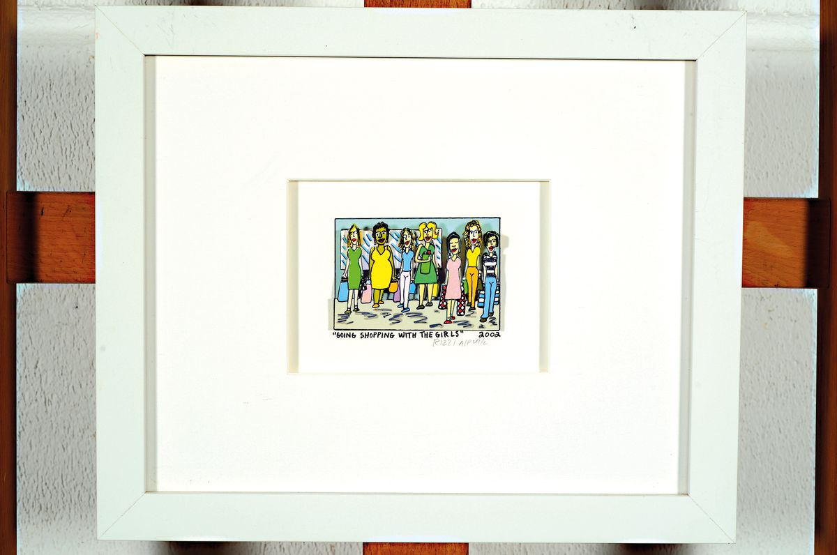 James Rizzi, 1950-2011 NY, 3D-Serigraphie, "Going shopping with the girls", 2002, Künstlerauflage A/P VI/L (6/50), handsigniert,Motiv ca. ...