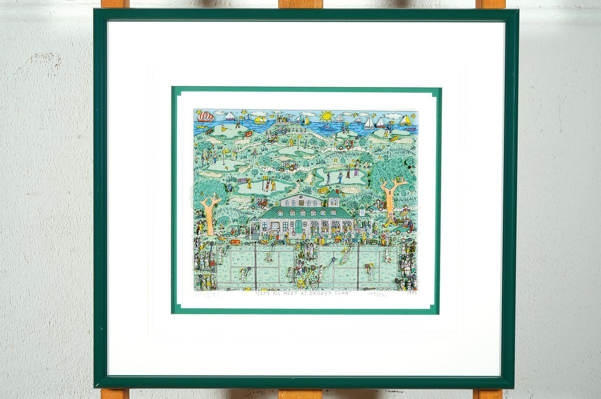 James Rizzi, 1950-2011 NY, 3D-Serigraphie, "Let's all meet at Daddy's Club", 1995, Ed. 149/350, handsigniert, rückseitige ...