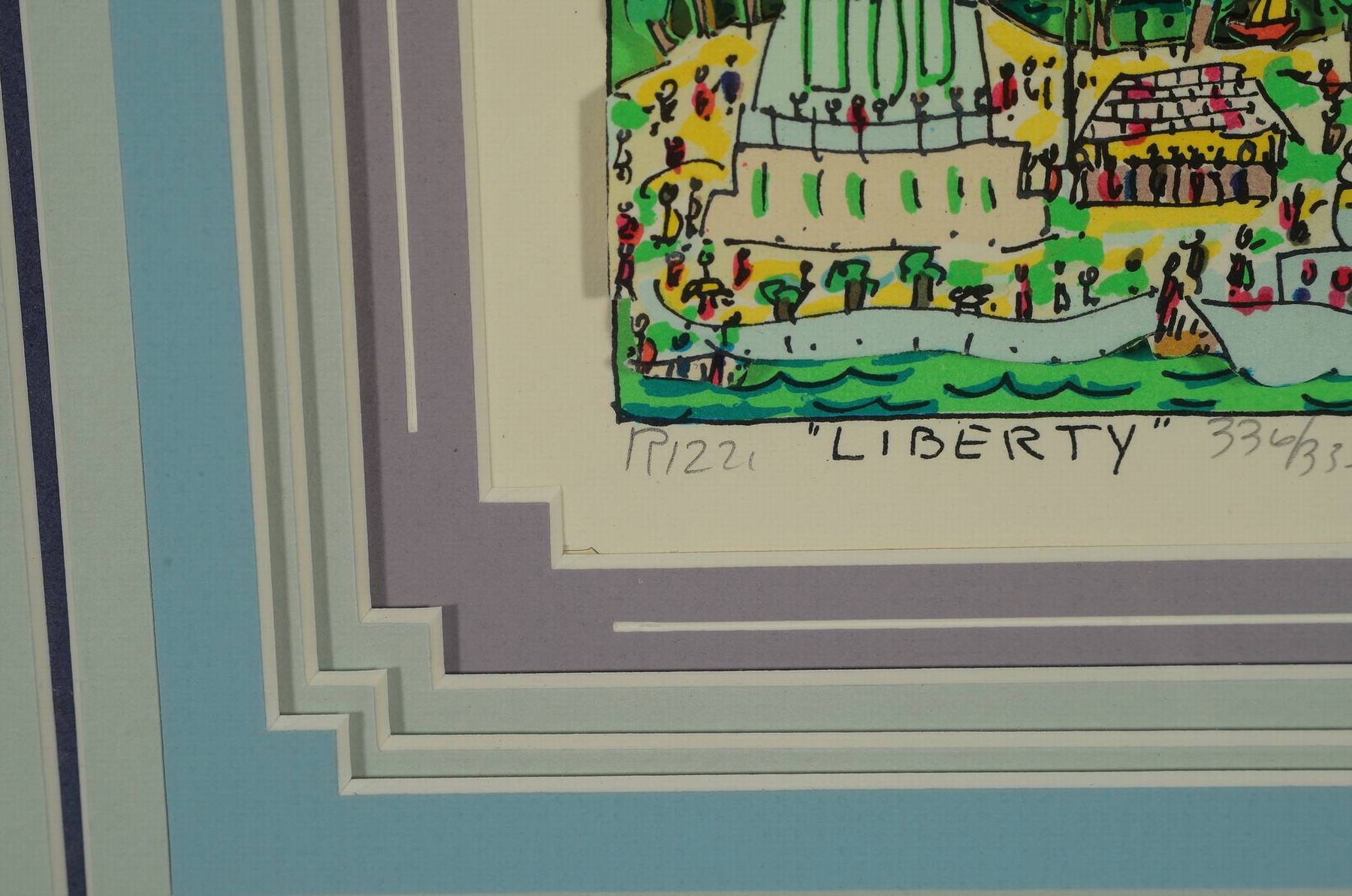 Detail a: James Rizzi, 1950-2011 NY, 3D-Serigraphie, "Liberty", 1989, Ed.336/350, handsigniert, rückseitige Zeichnung handsigniert u. datiert 1997, ...