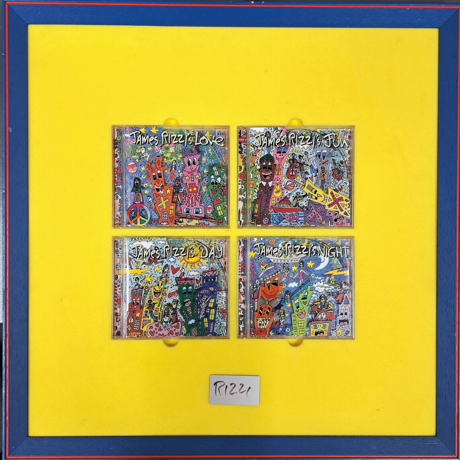 Detail n: James Rizzi, 1950-2011, CD Set, Fun Day Love Night, R. ohne Glas, CD´s je 12,5x14,5 cm, R. gesamt ca. 54x54 cm