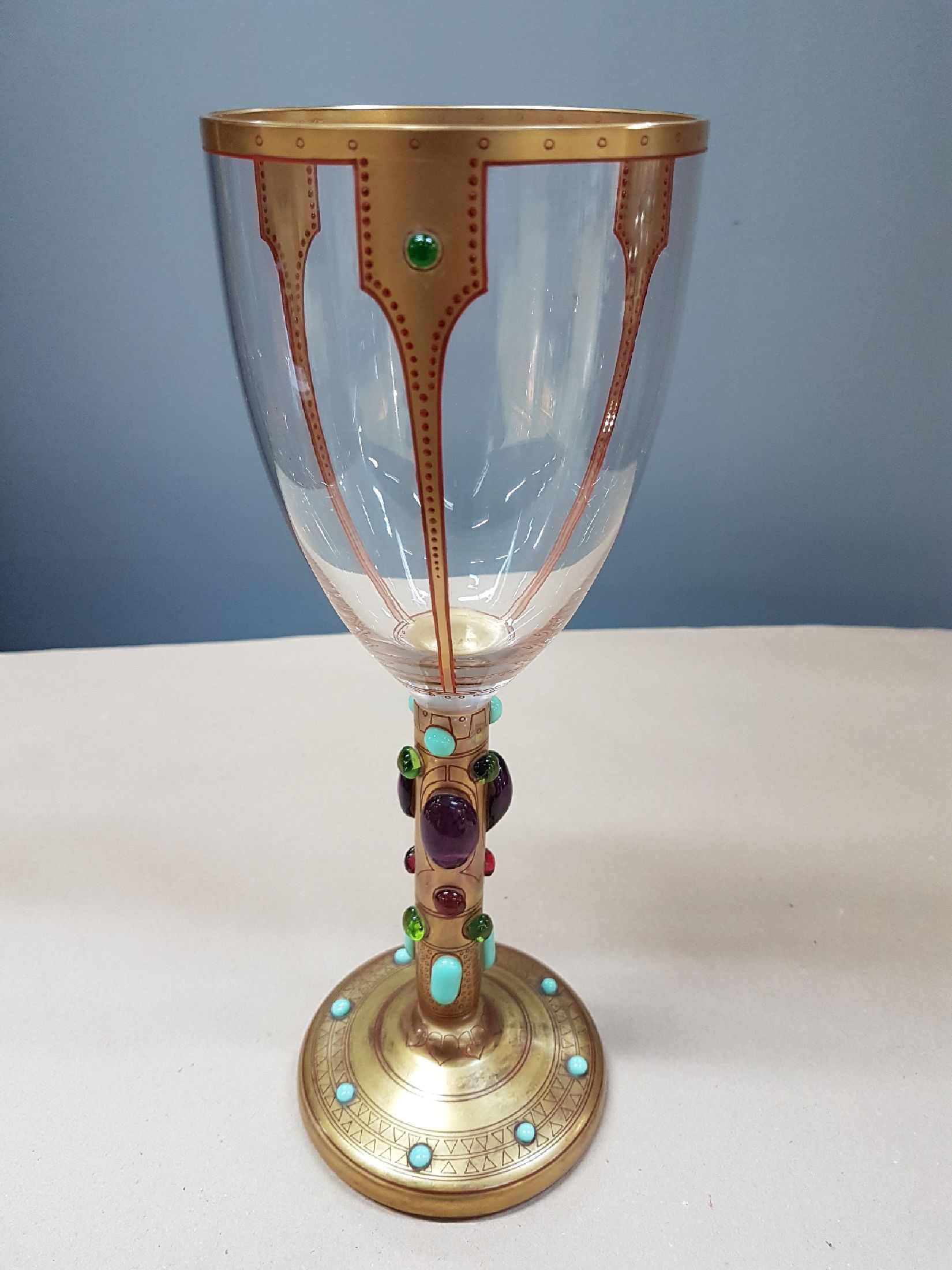 Detail a: Pokal der "Byzantinischen Gläser", Carl-Georg von Reichenbach, Krystallglas -Fabrik Benedikt von Poschinger, Oberzwieselau, um 1906, ...