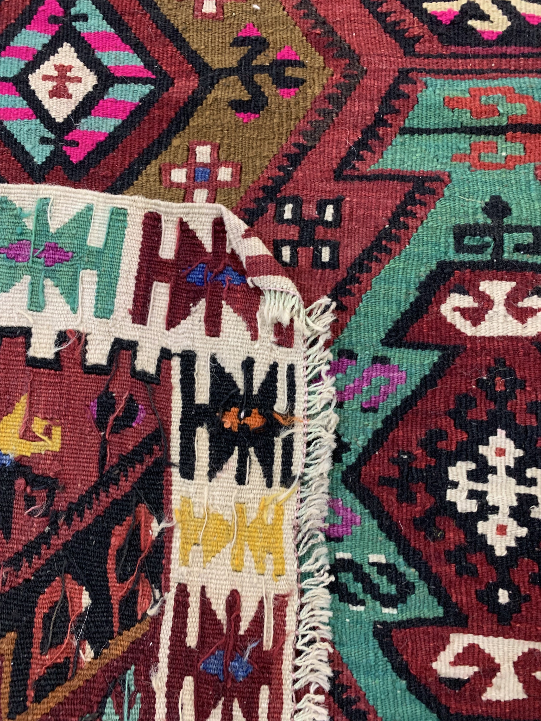 Detail e: Konya Kelim alt(2 Bahnig), Türkei, um 1940/1950, Wolle auf Wolle, ca. 360 x 190 cm, EHZ: 2