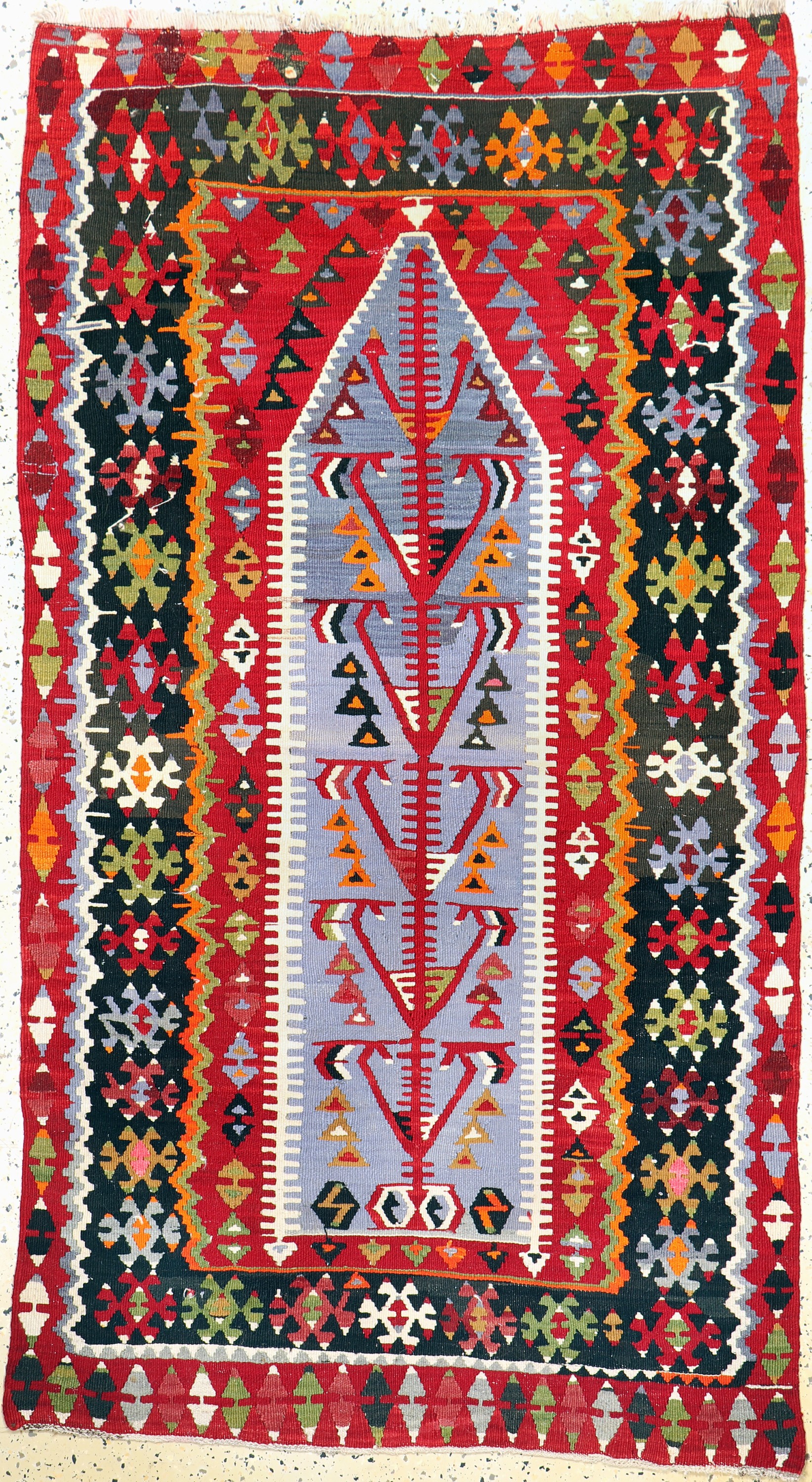 Anatol Kelim, Türkei, ca. 60 Jahre, Wolle auf Wolle, ca. 183 x 100 cm, EHZ: 2