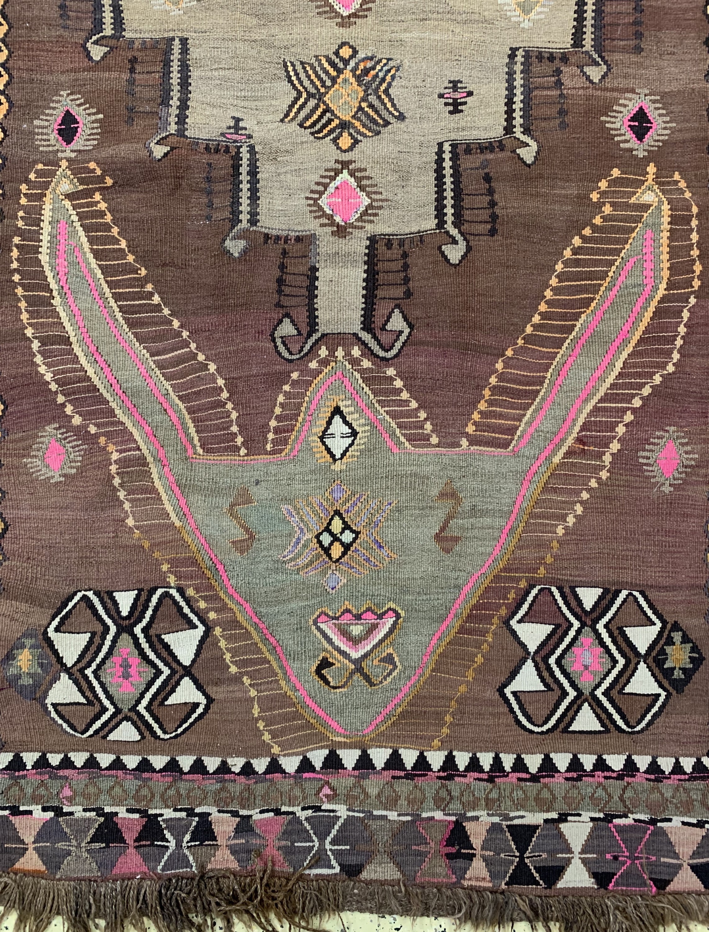 Detail a: Antiker Kars Kelim, Türkei, um 1910/1920, Wolle auf Wolle, ca. 417 x 155 cm, EHZ: 2