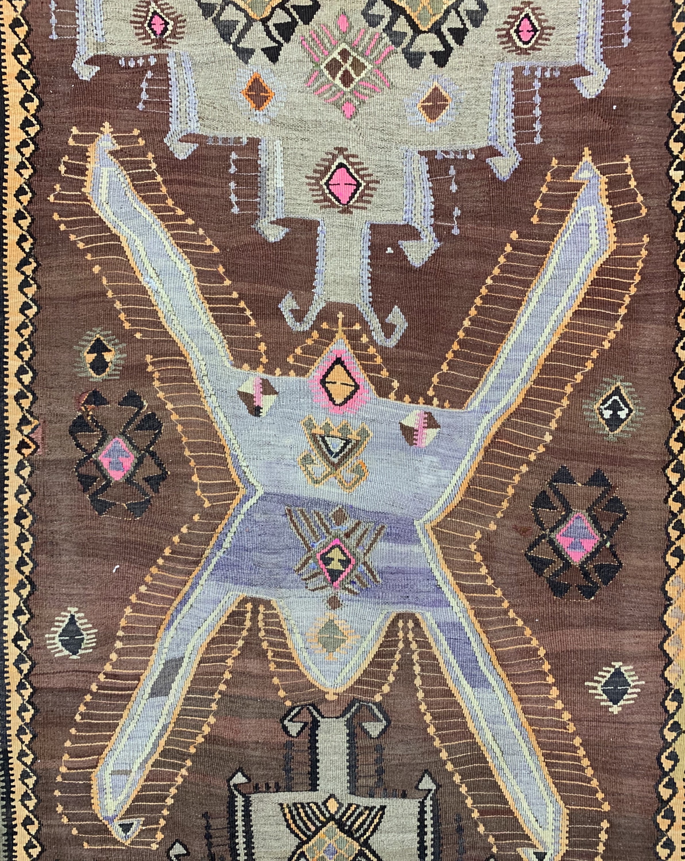 Detail b: Antiker Kars Kelim, Türkei, um 1910/1920, Wolle auf Wolle, ca. 417 x 155 cm, EHZ: 2