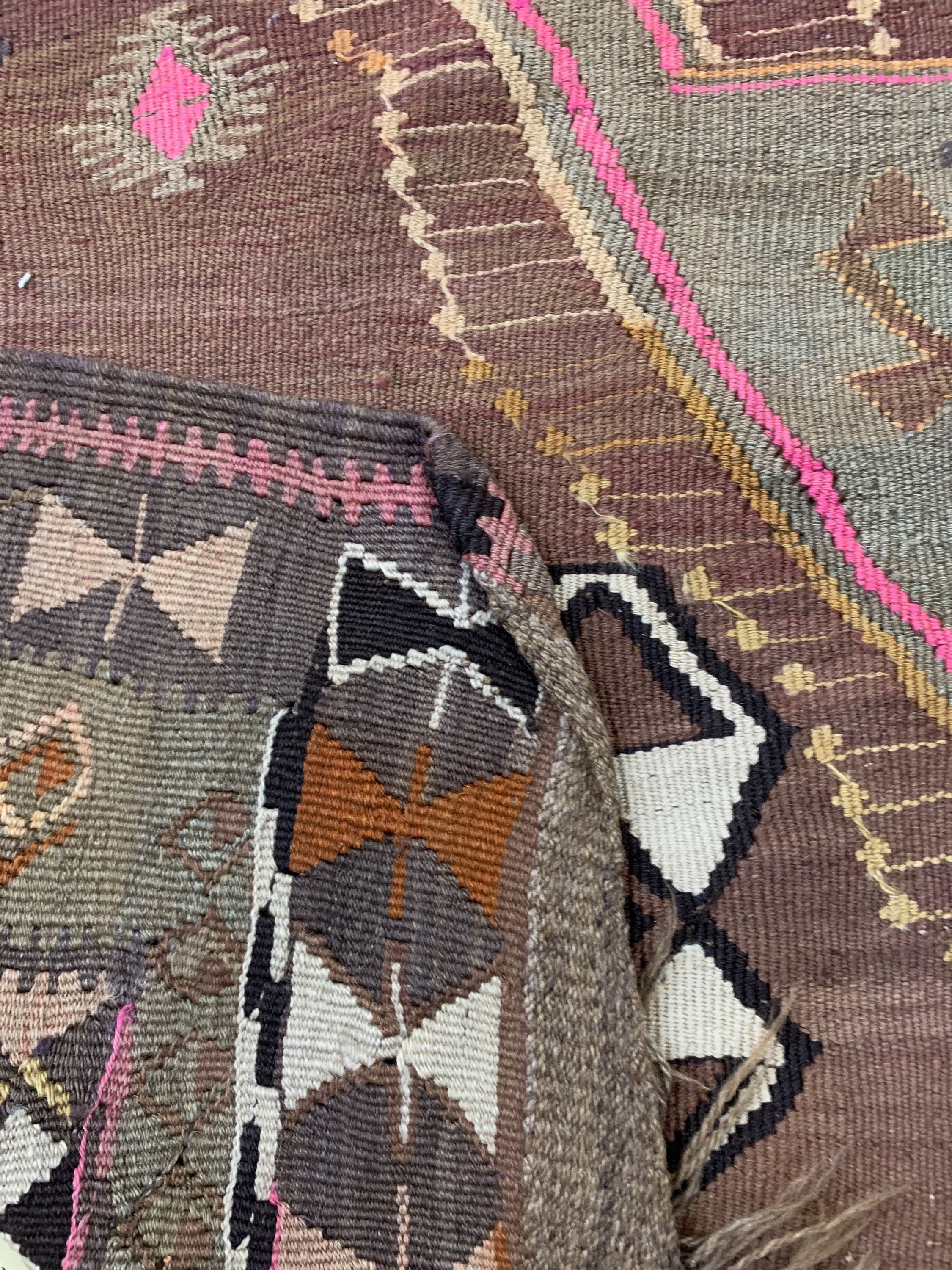 Detail e: Antiker Kars Kelim, Türkei, um 1910/1920, Wolle auf Wolle, ca. 417 x 155 cm, EHZ: 2