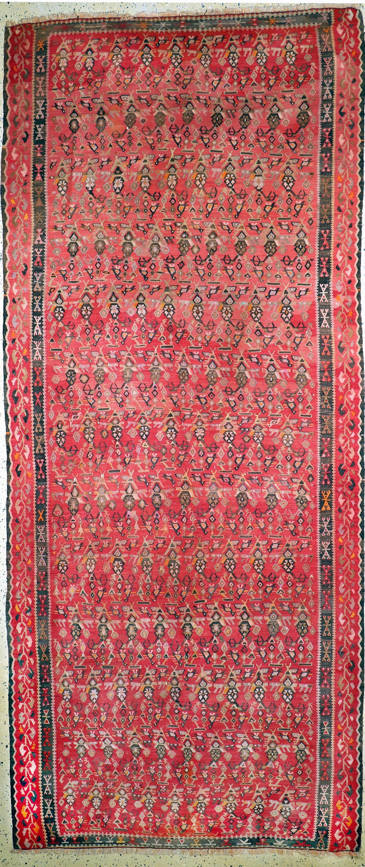 Anatol Kelim alt, Türkei, um 1930, Wolle auf Wolle, ca. 375 x 160 cm, EHZ: 3