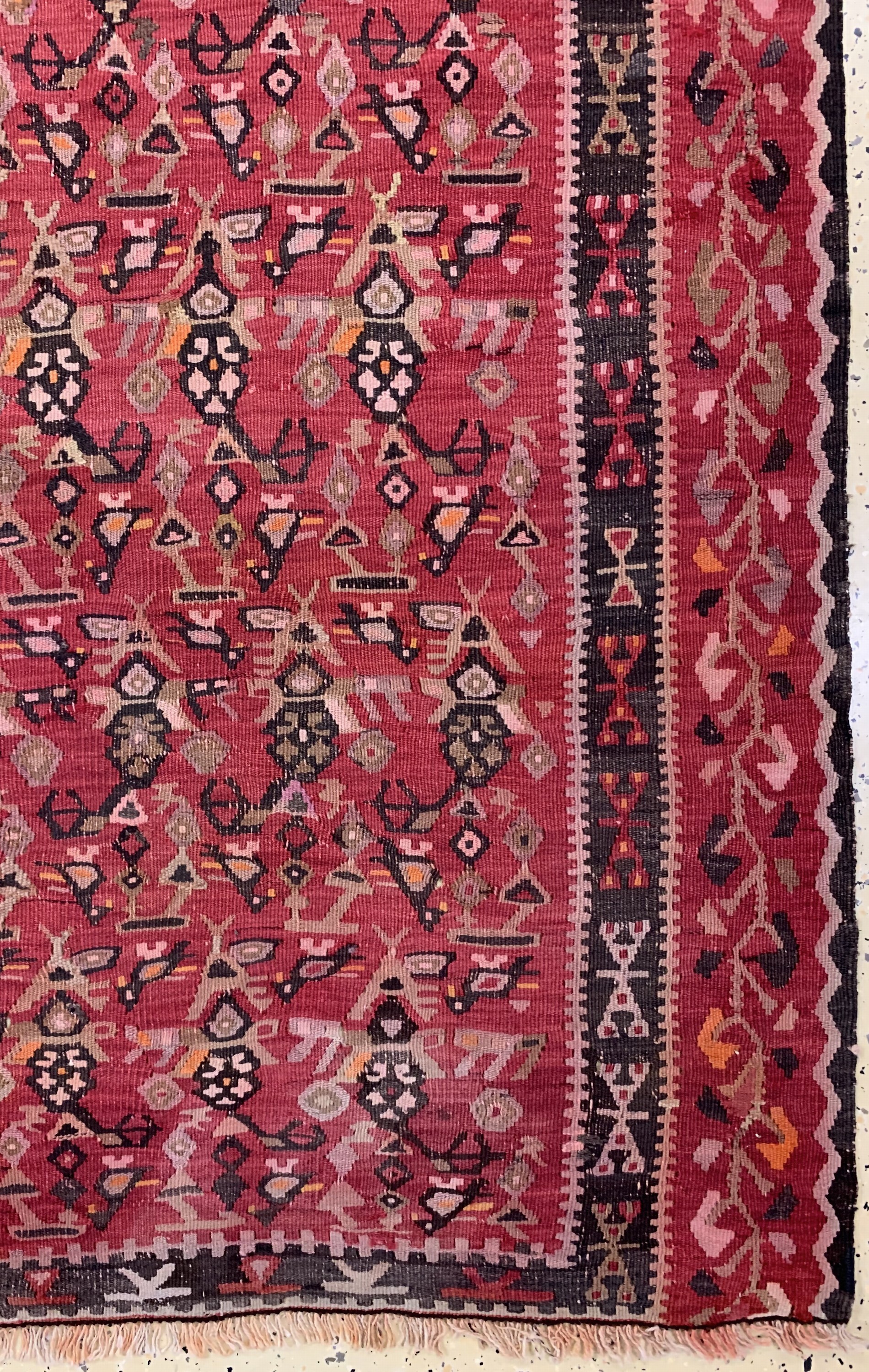 Detail a: Anatol Kelim alt, Türkei, um 1930, Wolle auf Wolle, ca. 375 x 160 cm, EHZ: 3