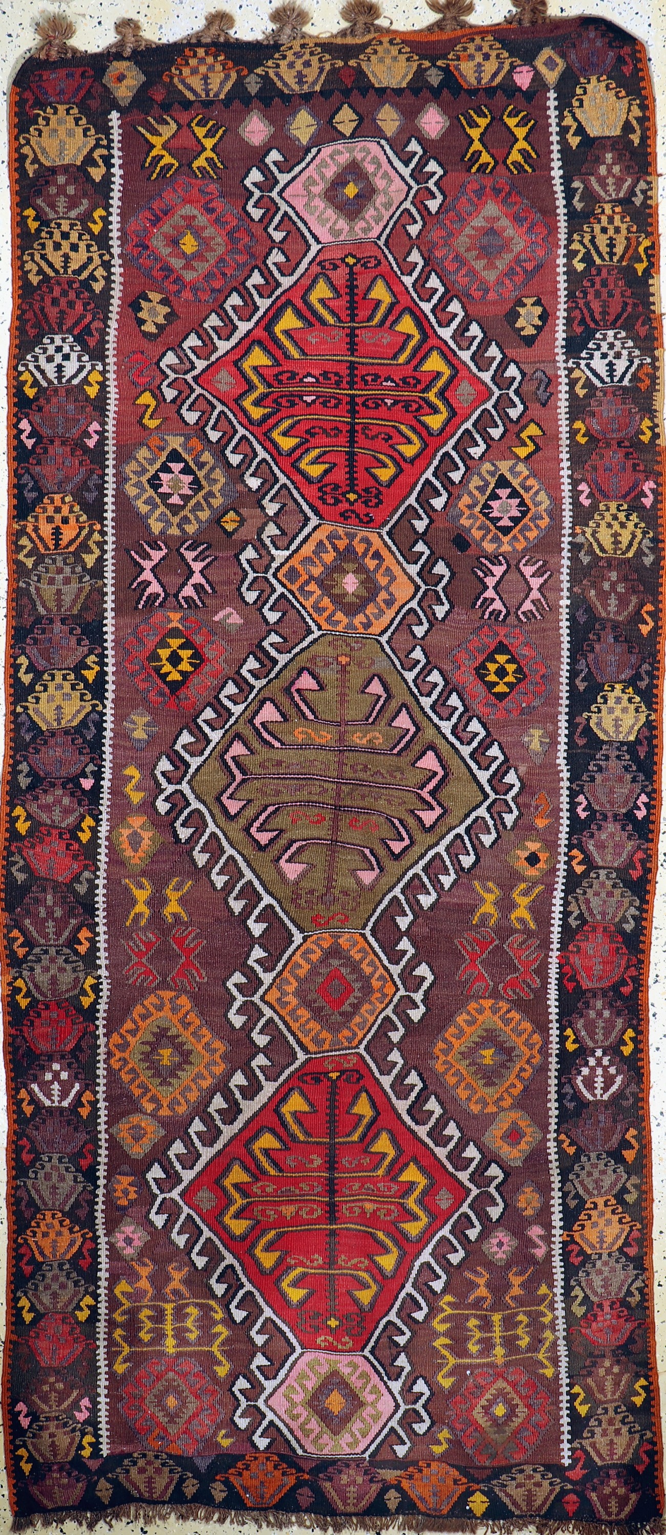 Anatol Kelim, Türkei, um 1950, Wolle auf Wolle, ca. 270 x 120 cm, EHZ: 2