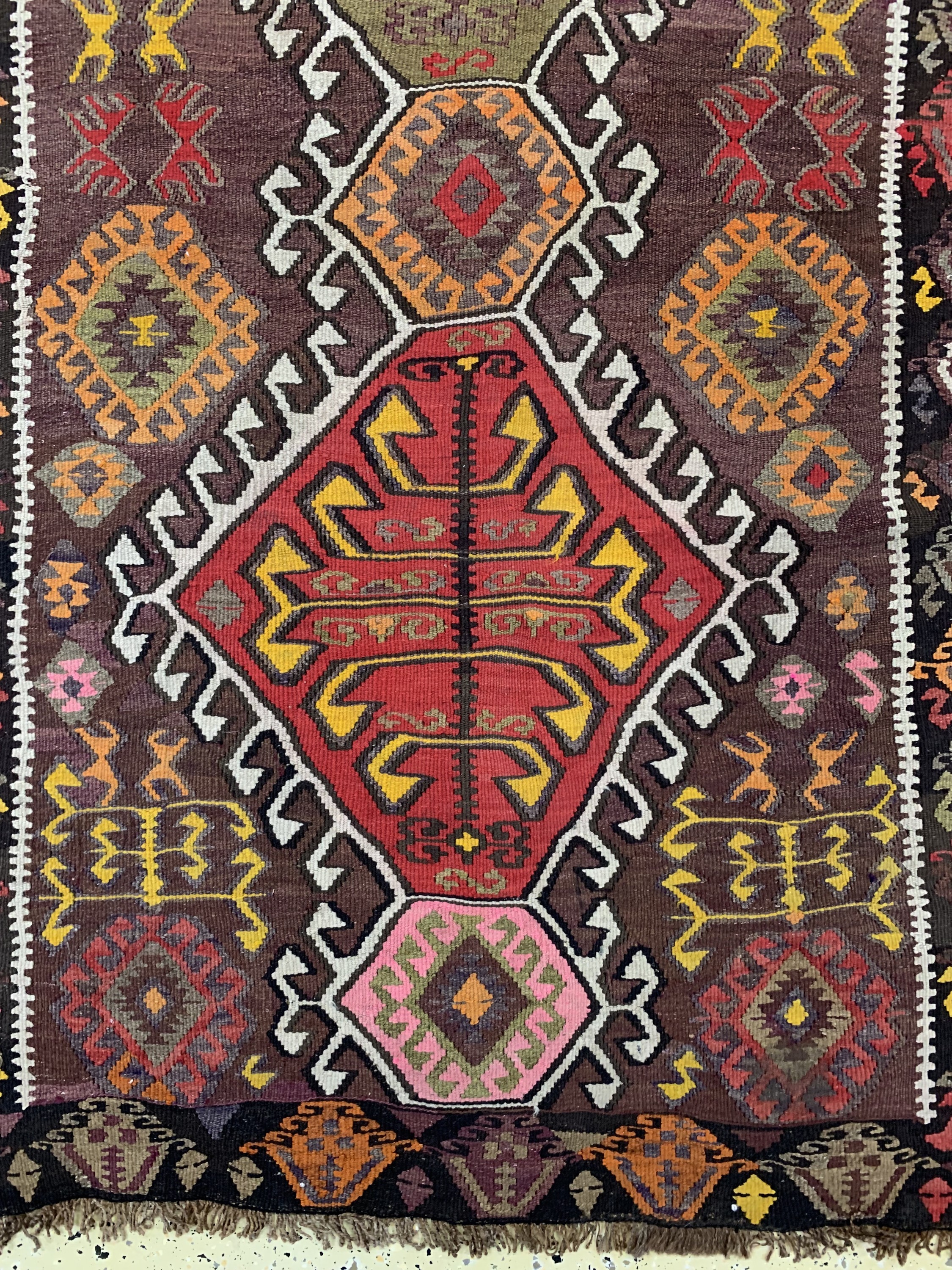 Detail a: Anatol Kelim, Türkei, um 1950, Wolle auf Wolle, ca. 270 x 120 cm, EHZ: 2