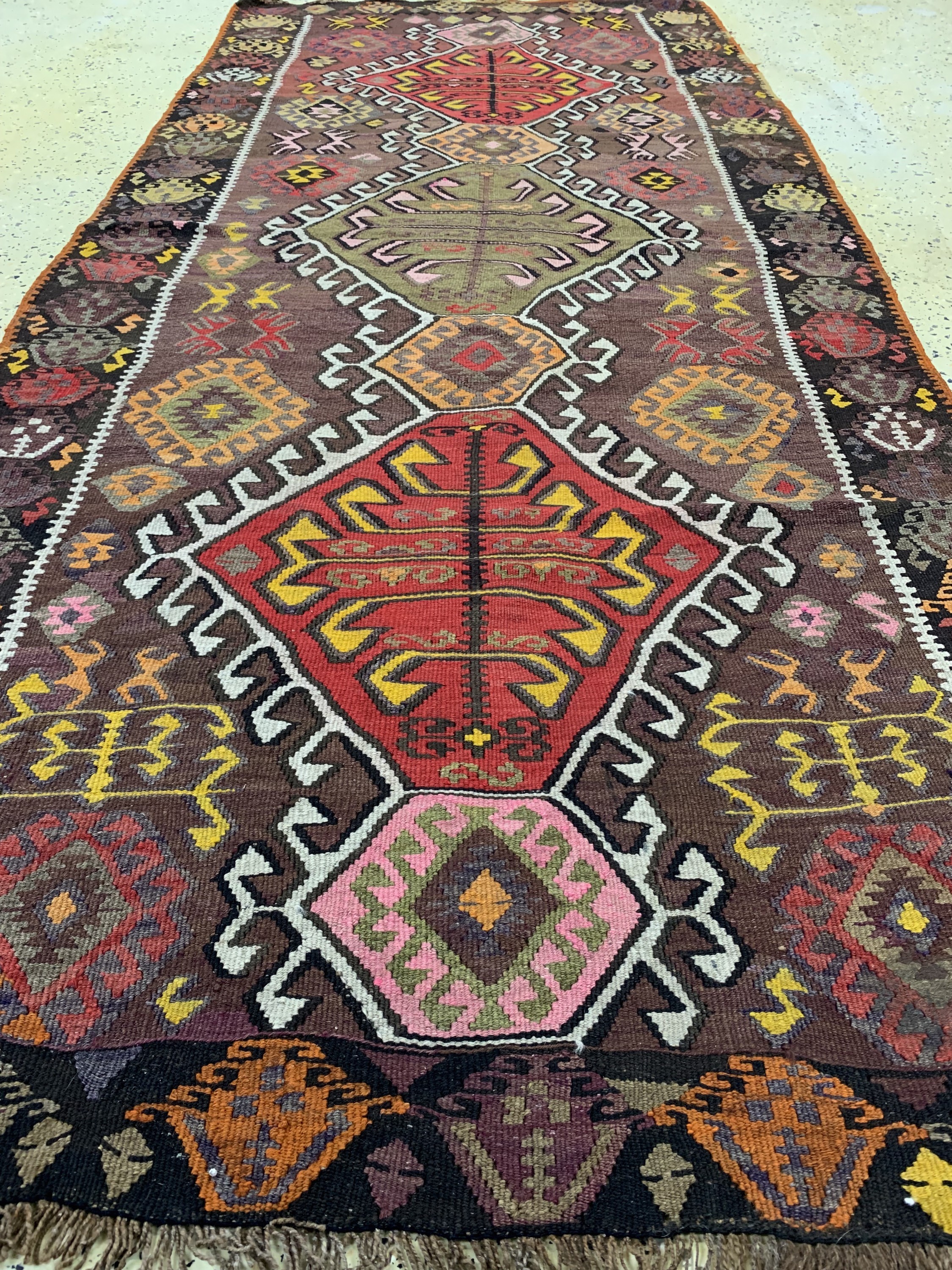 Detail d: Anatol Kelim, Türkei, um 1950, Wolle auf Wolle, ca. 270 x 120 cm, EHZ: 2