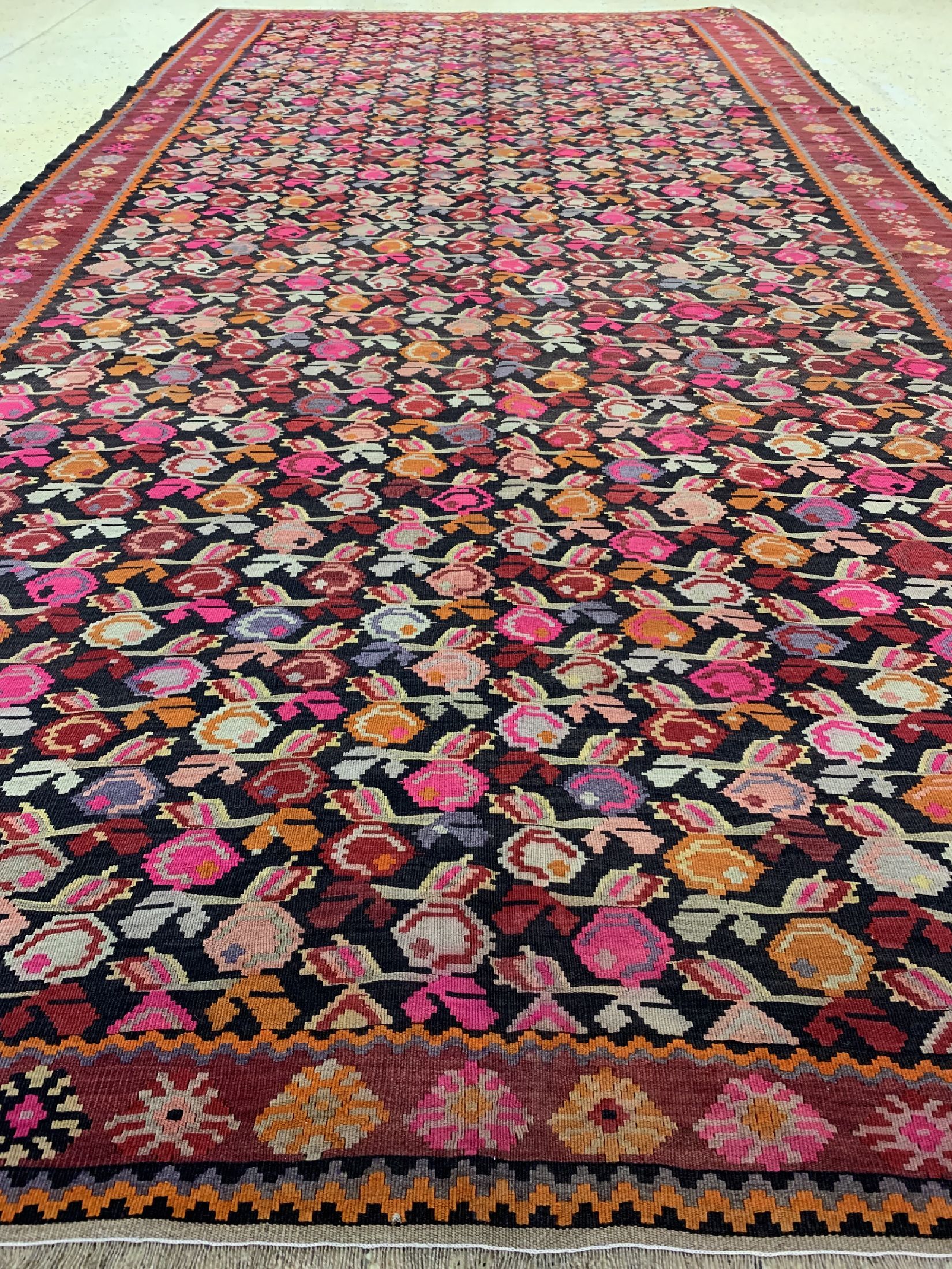 Detail d: Karabagh Kelim antik, Kaukasus, um 1900, Wolle auf Wolle, ca. 394 x 200 cm, EHZ: 2