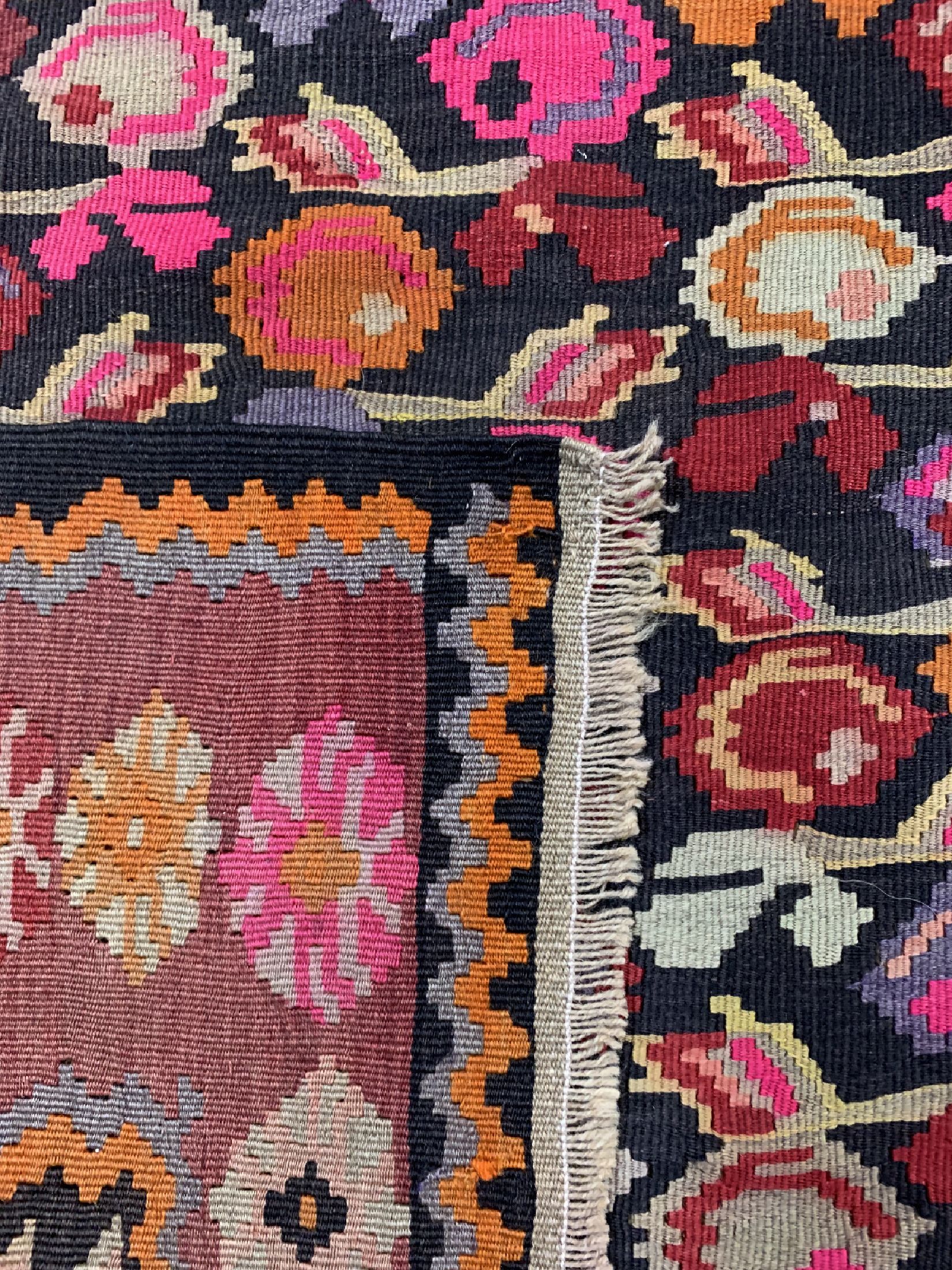 Detail e: Karabagh Kelim antik, Kaukasus, um 1900, Wolle auf Wolle, ca. 394 x 200 cm, EHZ: 2