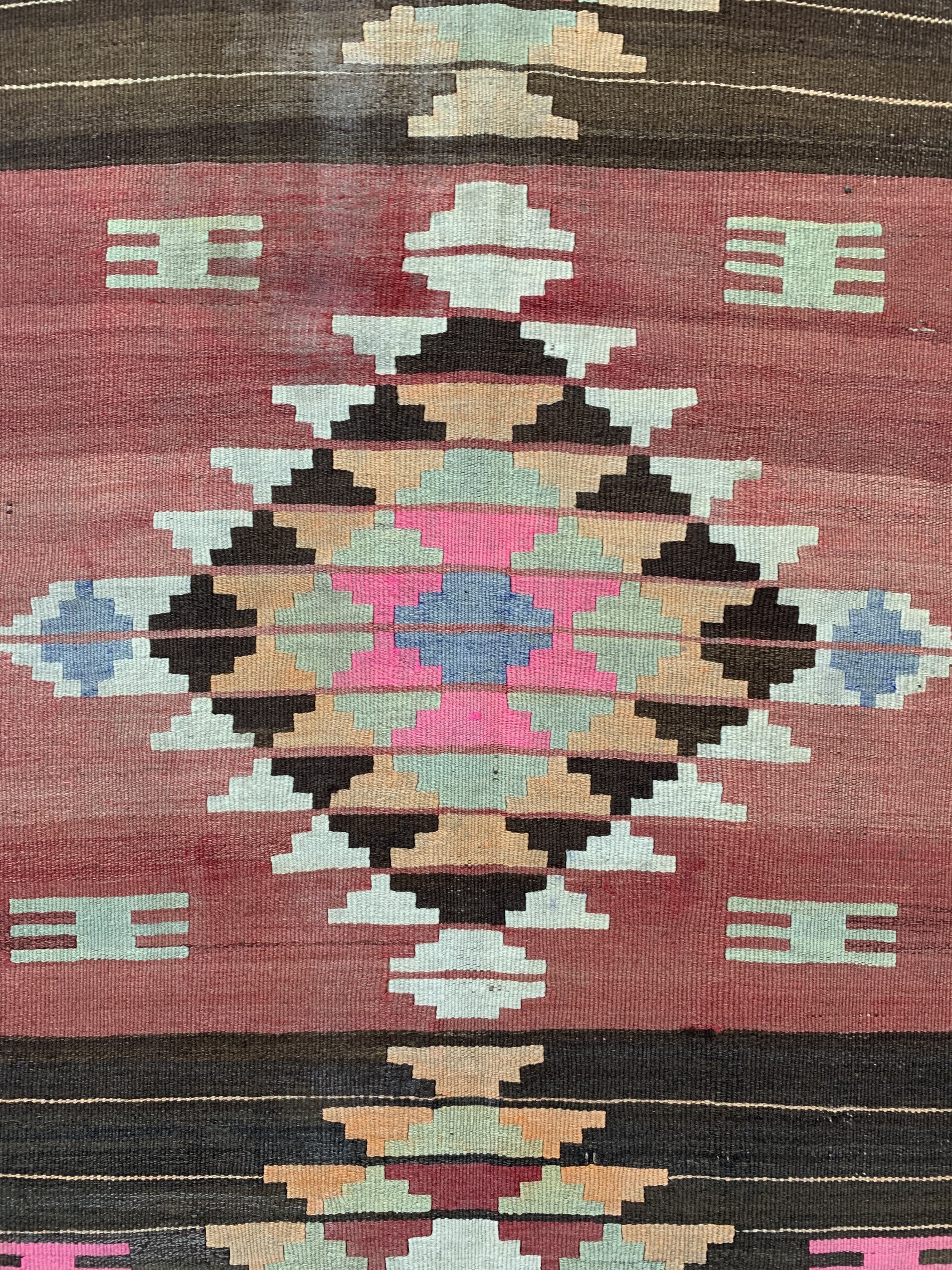 Detail b: Anatol Kelim alt, Türkei, um 1930, Wolle auf Wolle, ca. 222 x 156 cm, Reinigungsbedürftig, EHZ: 2