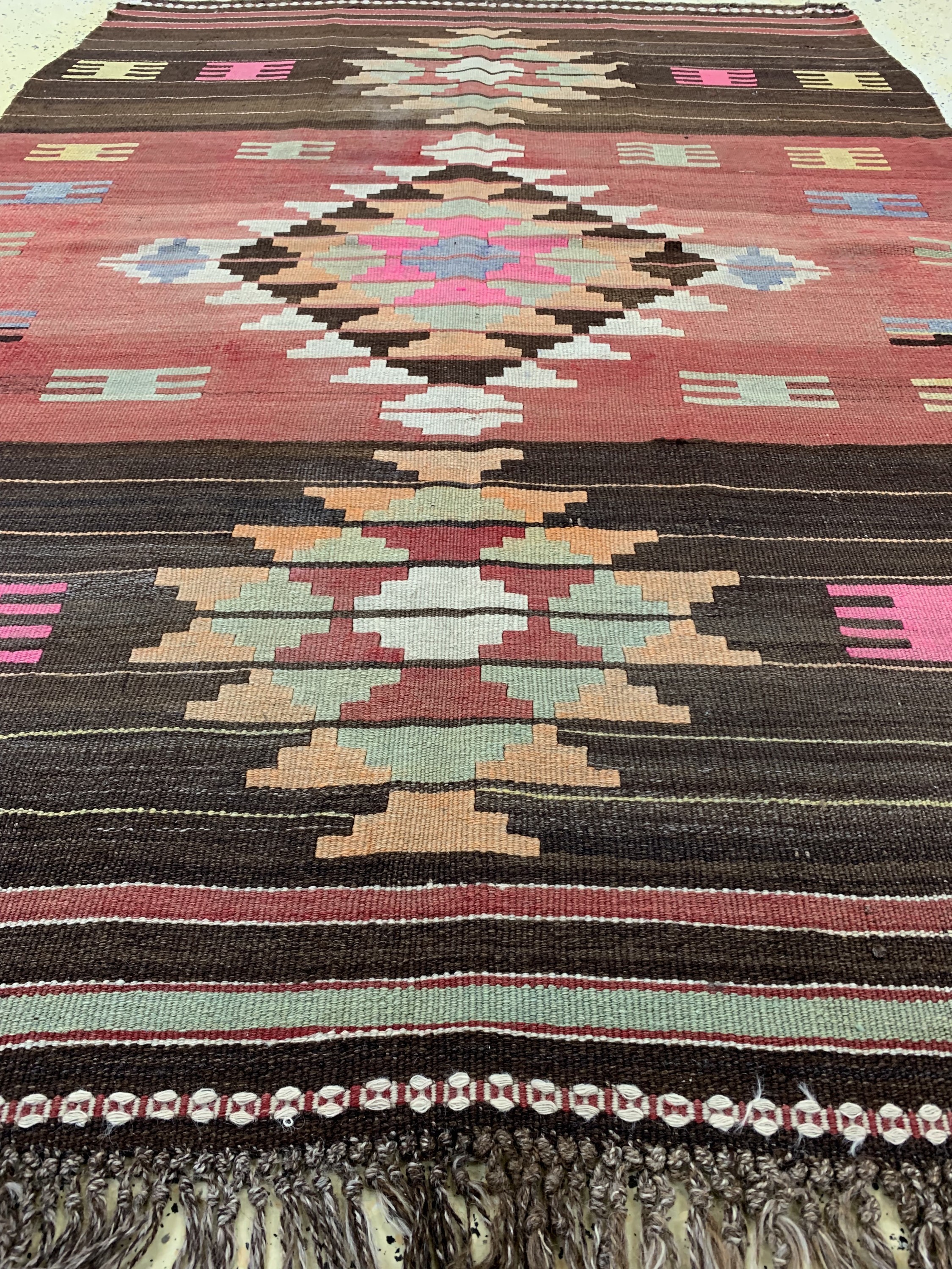 Detail d: Anatol Kelim alt, Türkei, um 1930, Wolle auf Wolle, ca. 222 x 156 cm, Reinigungsbedürftig, EHZ: 2