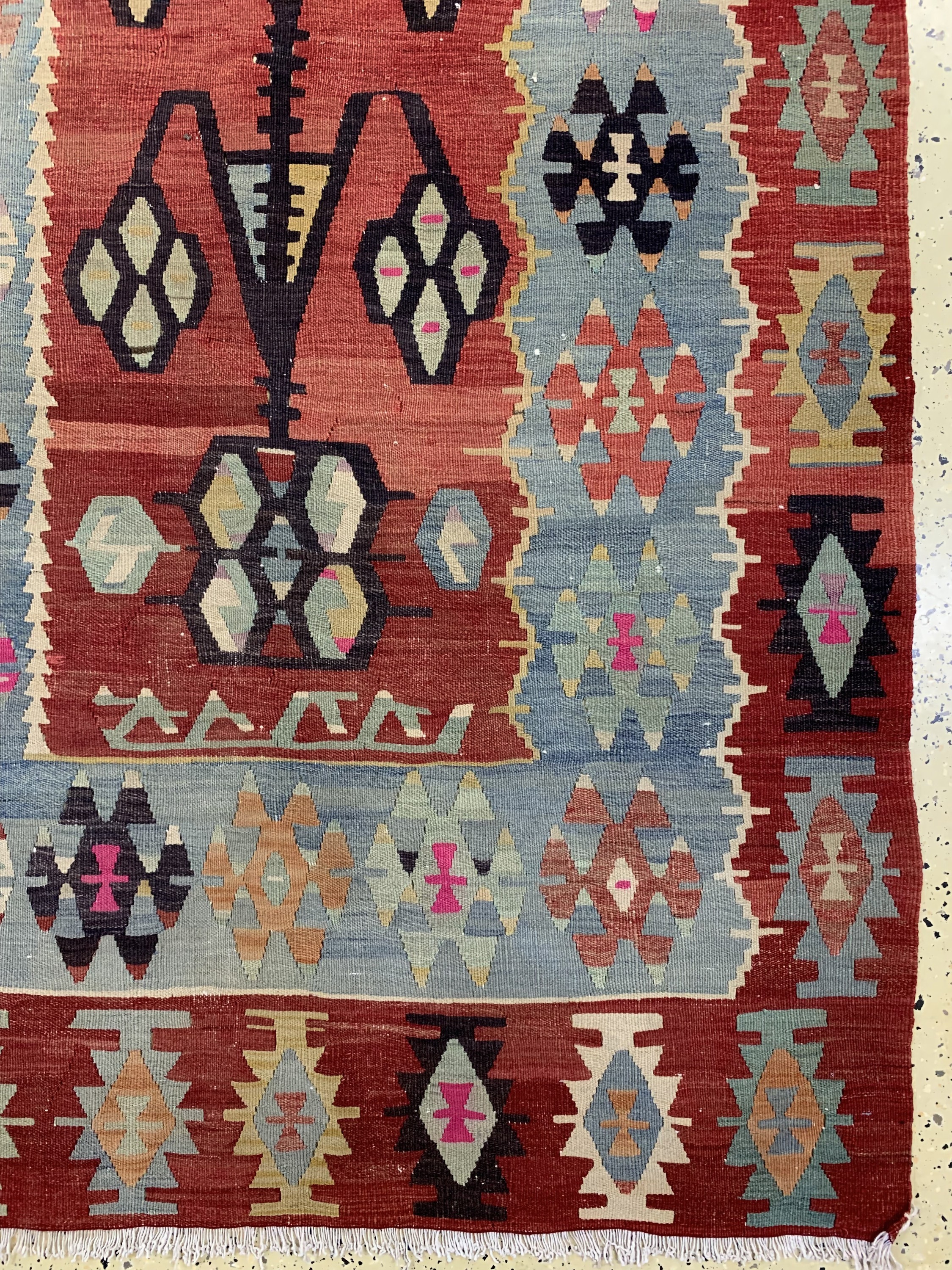 Detail a: Anatol Kelim alt, Türkei, um 1920/1930, Wolle auf Baumwolle, ca. 408 x 195 cm, EHZ: 2