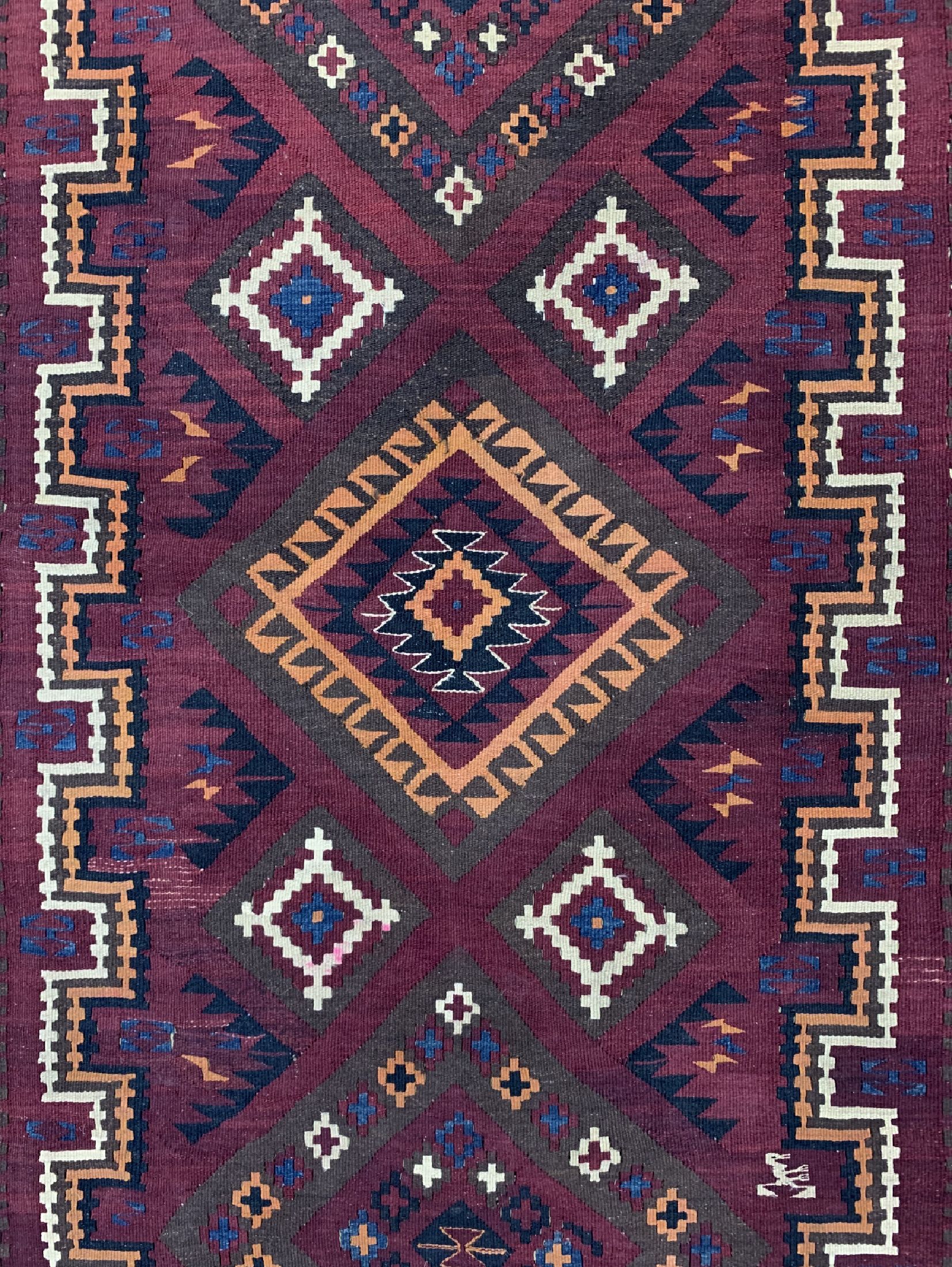 Detail b: Anatol Kelim alt, Türkei, um 1920/1930, Wolle auf Wolle, ca. 343 x 137 cm, EHZ: 2