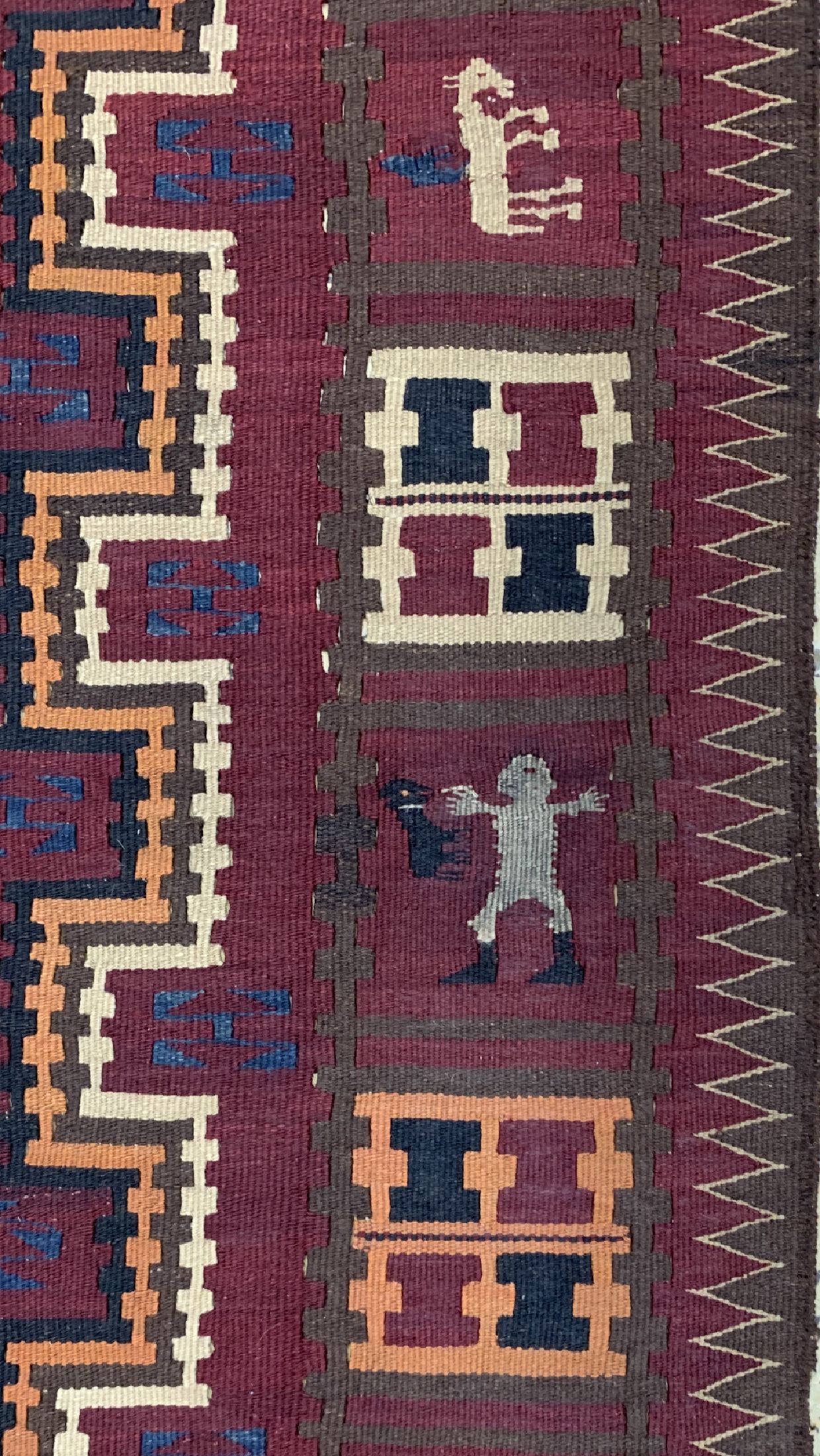 Detail c: Anatol Kelim alt, Türkei, um 1920/1930, Wolle auf Wolle, ca. 343 x 137 cm, EHZ: 2
