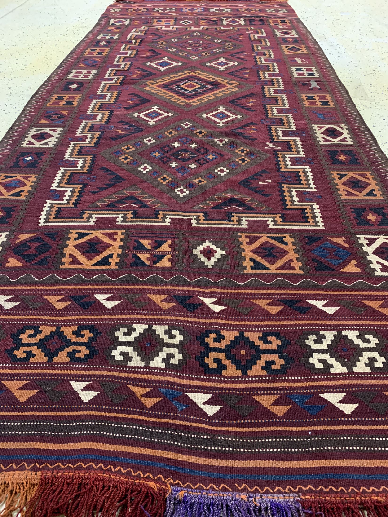 Detail e: Anatol Kelim alt, Türkei, um 1920/1930, Wolle auf Wolle, ca. 343 x 137 cm, EHZ: 2