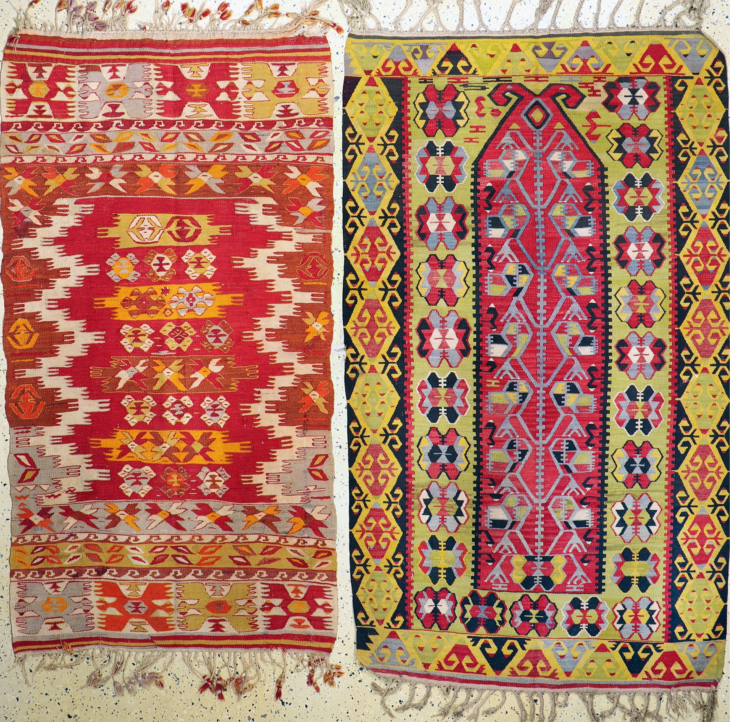 2 Lots Anatol Kelim, Türkei, um 1950, Wolleauf Wolle, ca. 193 x 112 cm, EHZ: 2