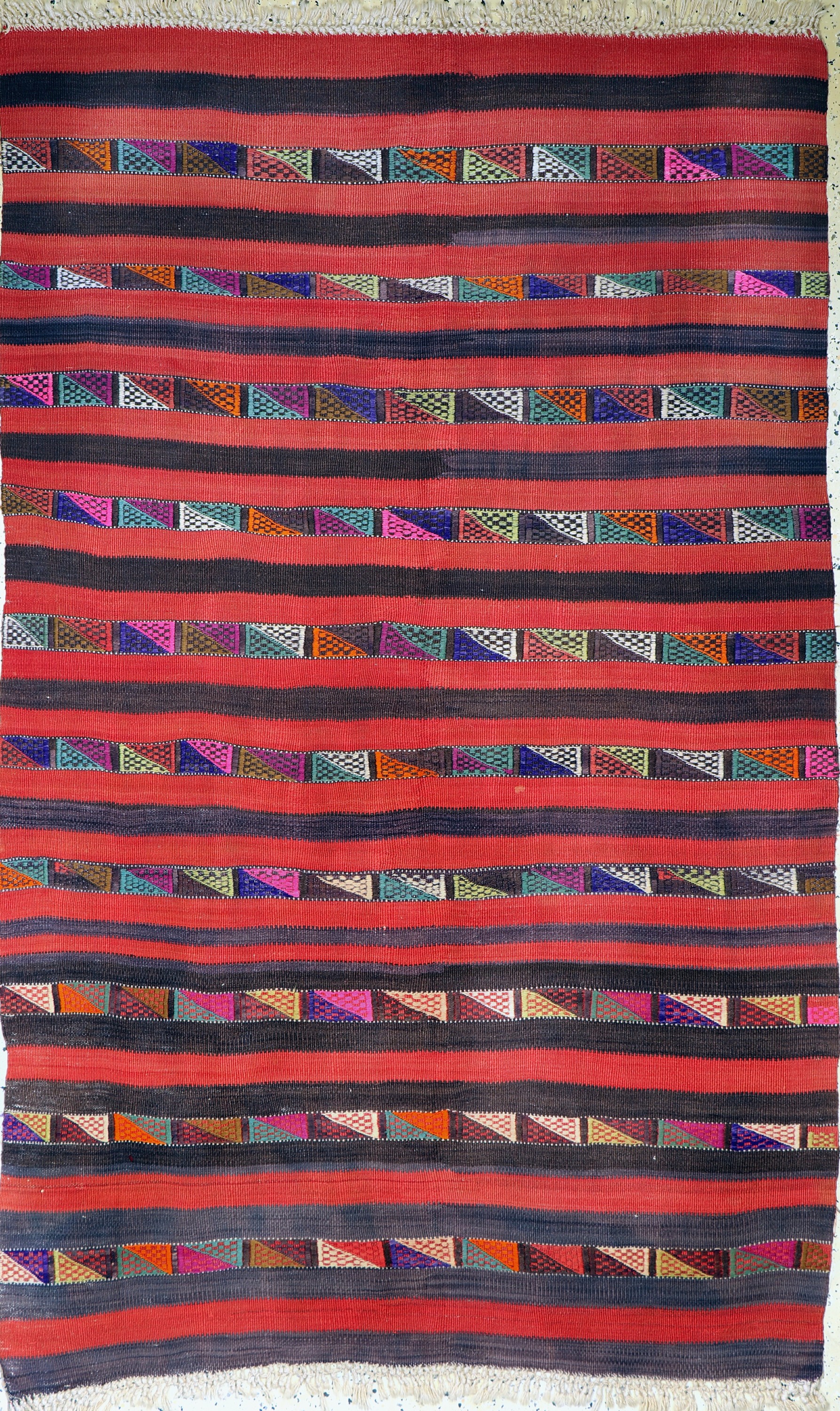 Anatol Kelim alt, Türkei, um 1950, Wolle auf Wolle, ca. 130 x 143 cm, EHZ: 2