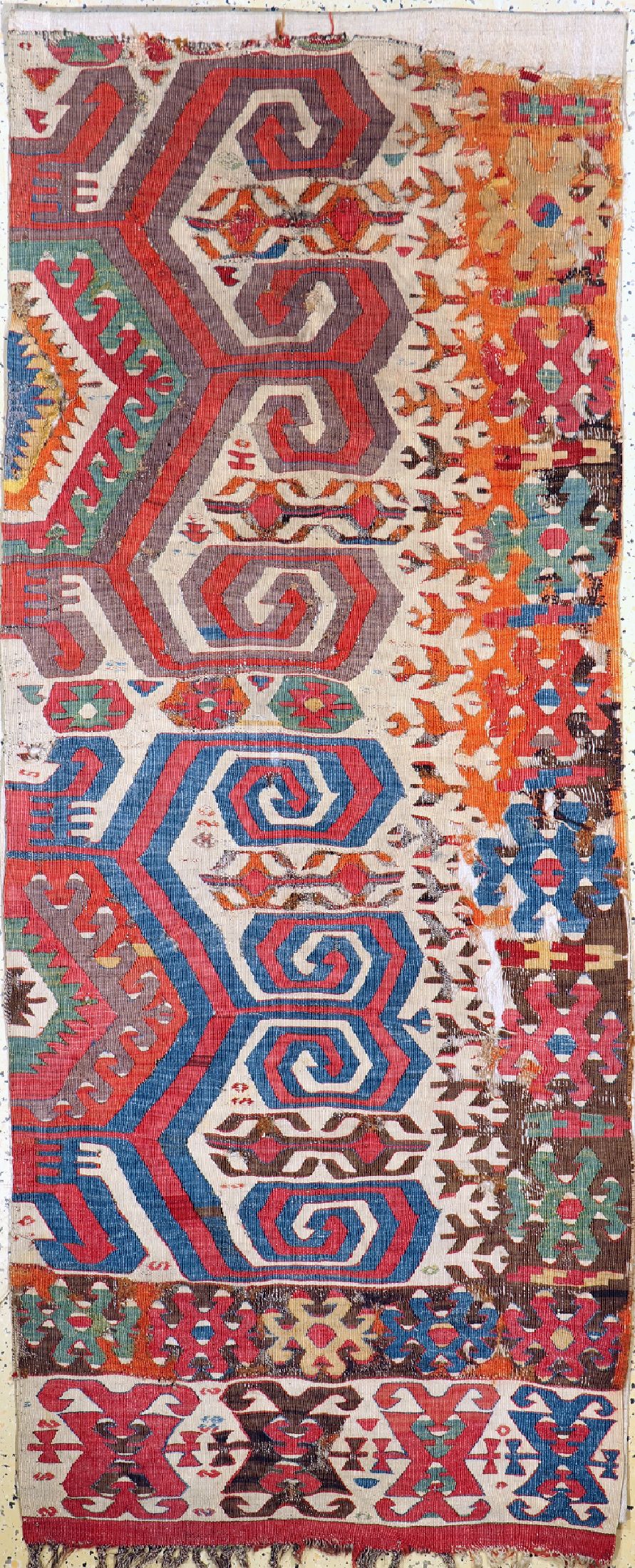 Antiker Konya Kelim Fragment, Türkei, Anfang 19.Jhd, Wolle auf Wolle, ca. 220 x 92 cm, EHZ: 4