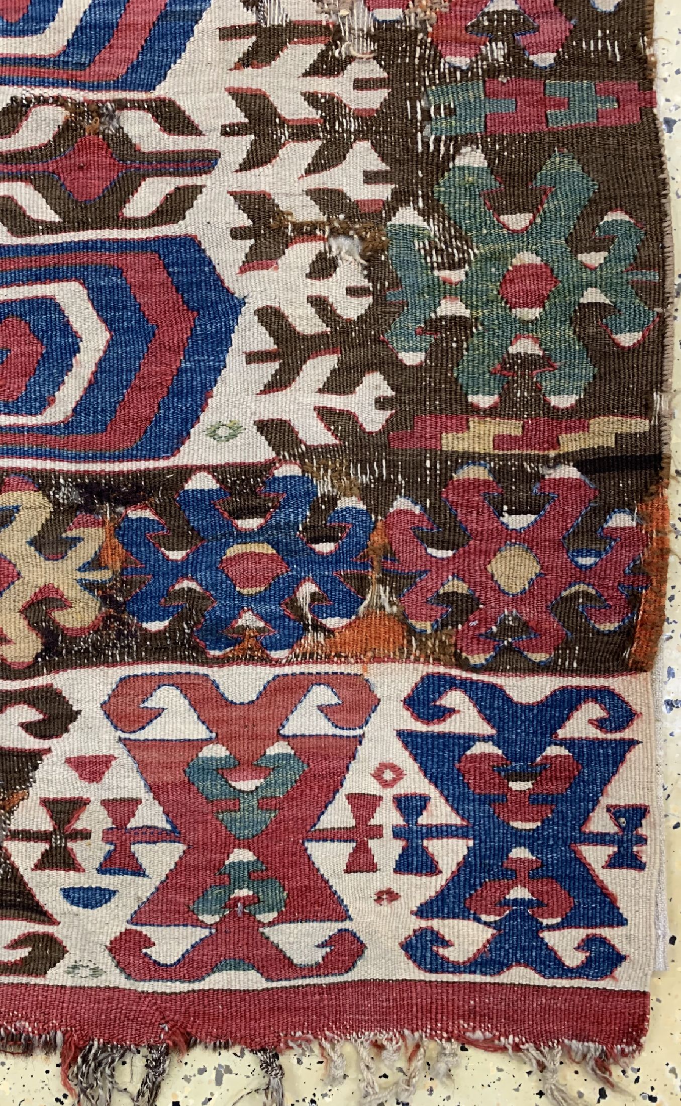 Detail a: Antiker Konya Kelim Fragment, Türkei, Anfang 19.Jhd, Wolle auf Wolle, ca. 220 x 92 cm, EHZ: 4