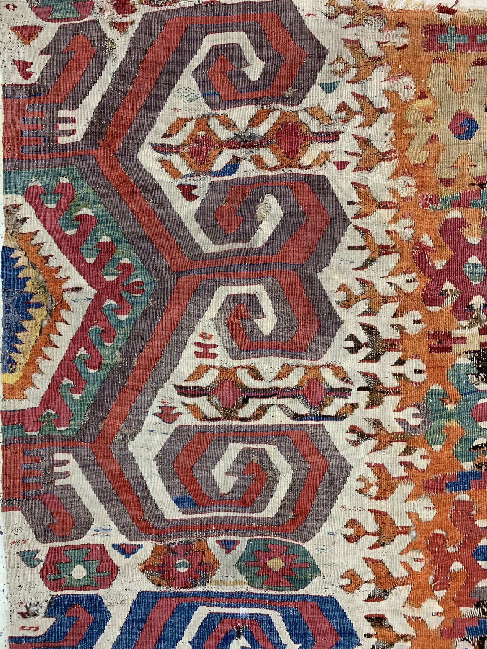 Detail c: Antiker Konya Kelim Fragment, Türkei, Anfang 19.Jhd, Wolle auf Wolle, ca. 220 x 92 cm, EHZ: 4