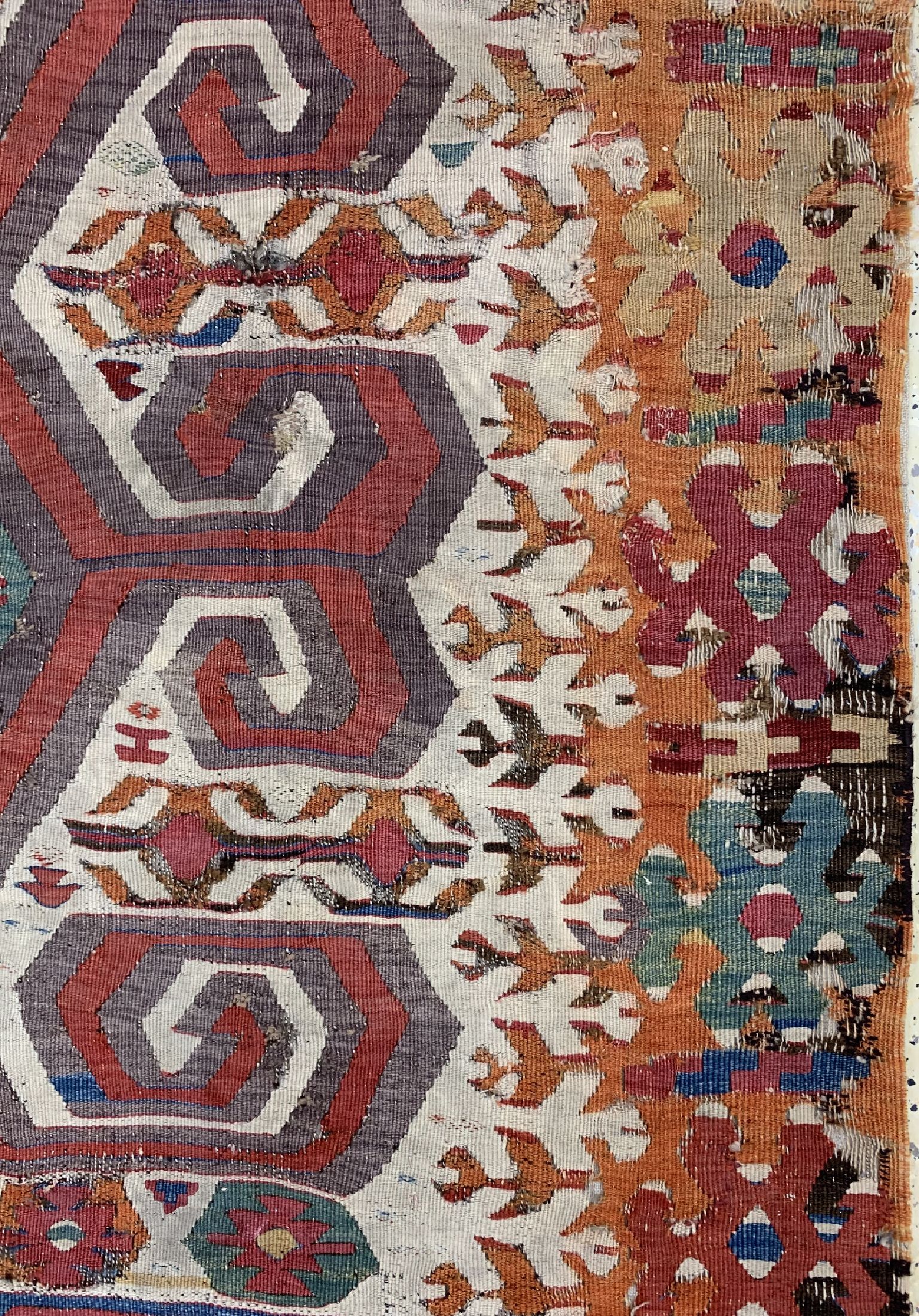 Detail d: Antiker Konya Kelim Fragment, Türkei, Anfang 19.Jhd, Wolle auf Wolle, ca. 220 x 92 cm, EHZ: 4