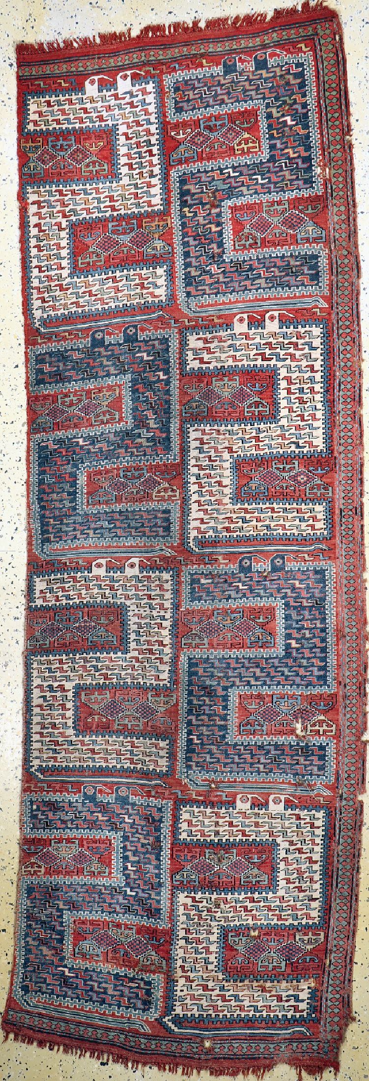 Antiker Sileh Kelim(1 Bahn), Kaukasus, 19.Jhd, Wolle auf Wolle, ca. 266 x 89 cm, EHZ:4