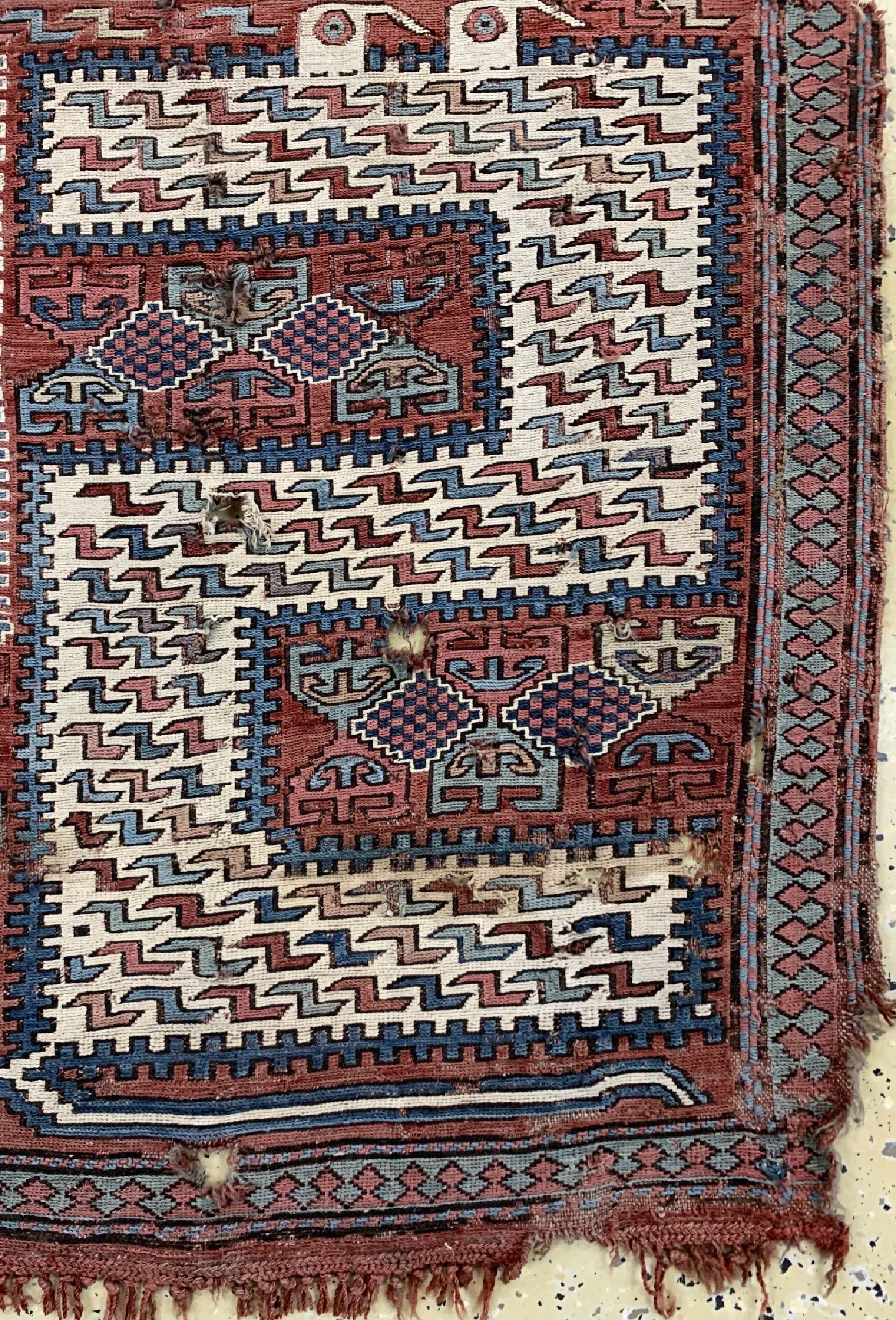 Detail a: Antiker Sileh Kelim(1 Bahn), Kaukasus, 19.Jhd, Wolle auf Wolle, ca. 266 x 89 cm, EHZ:4