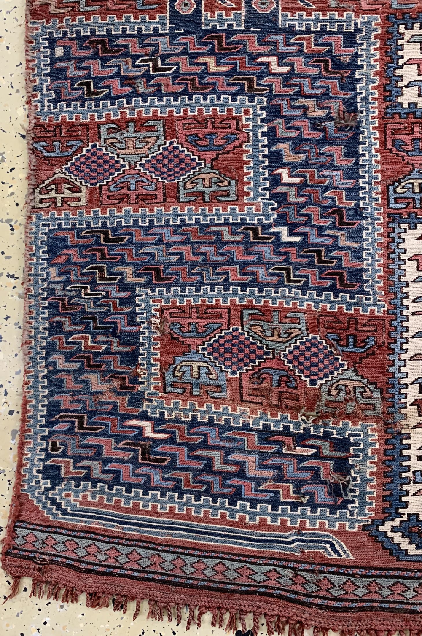 Detail b: Antiker Sileh Kelim(1 Bahn), Kaukasus, 19.Jhd, Wolle auf Wolle, ca. 266 x 89 cm, EHZ:4