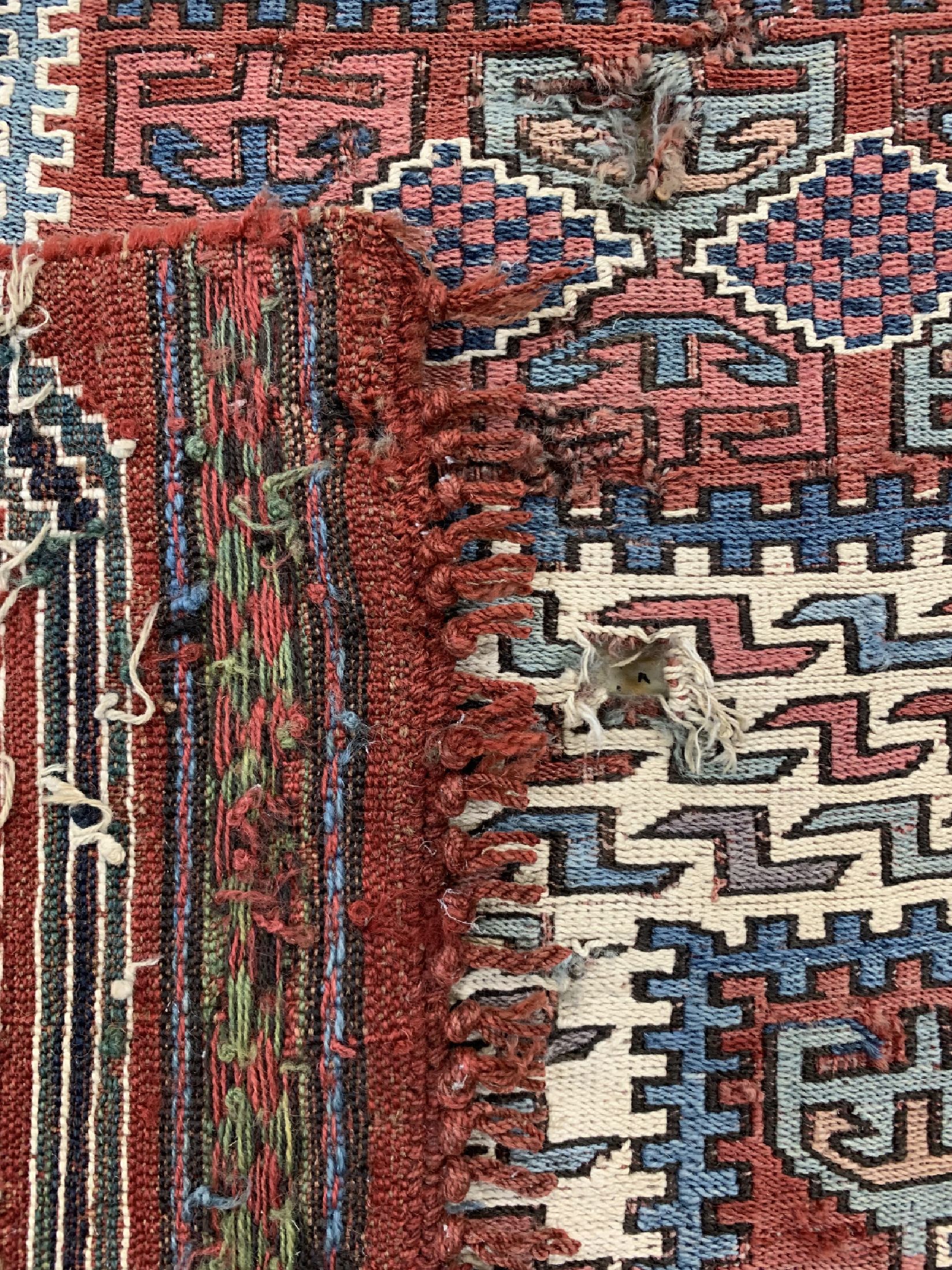 Detail f: Antiker Sileh Kelim(1 Bahn), Kaukasus, 19.Jhd, Wolle auf Wolle, ca. 266 x 89 cm, EHZ:4