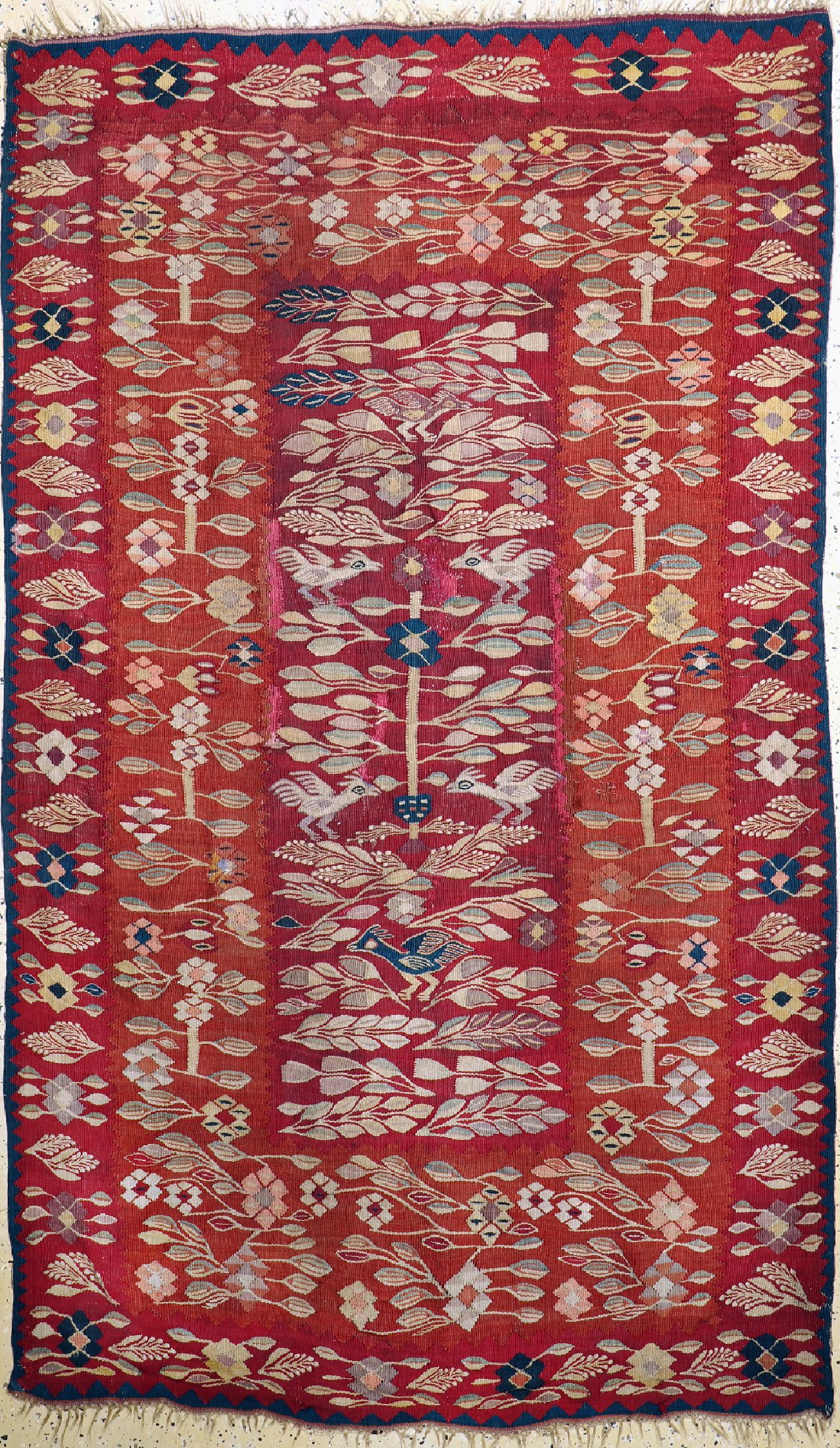 Antiker Sarkoy Kelim, Türkei, 19.Jhd, Wolleauf Wolle, ca. 242 x 144 cm, EHZ: 3, (Reparaturen)