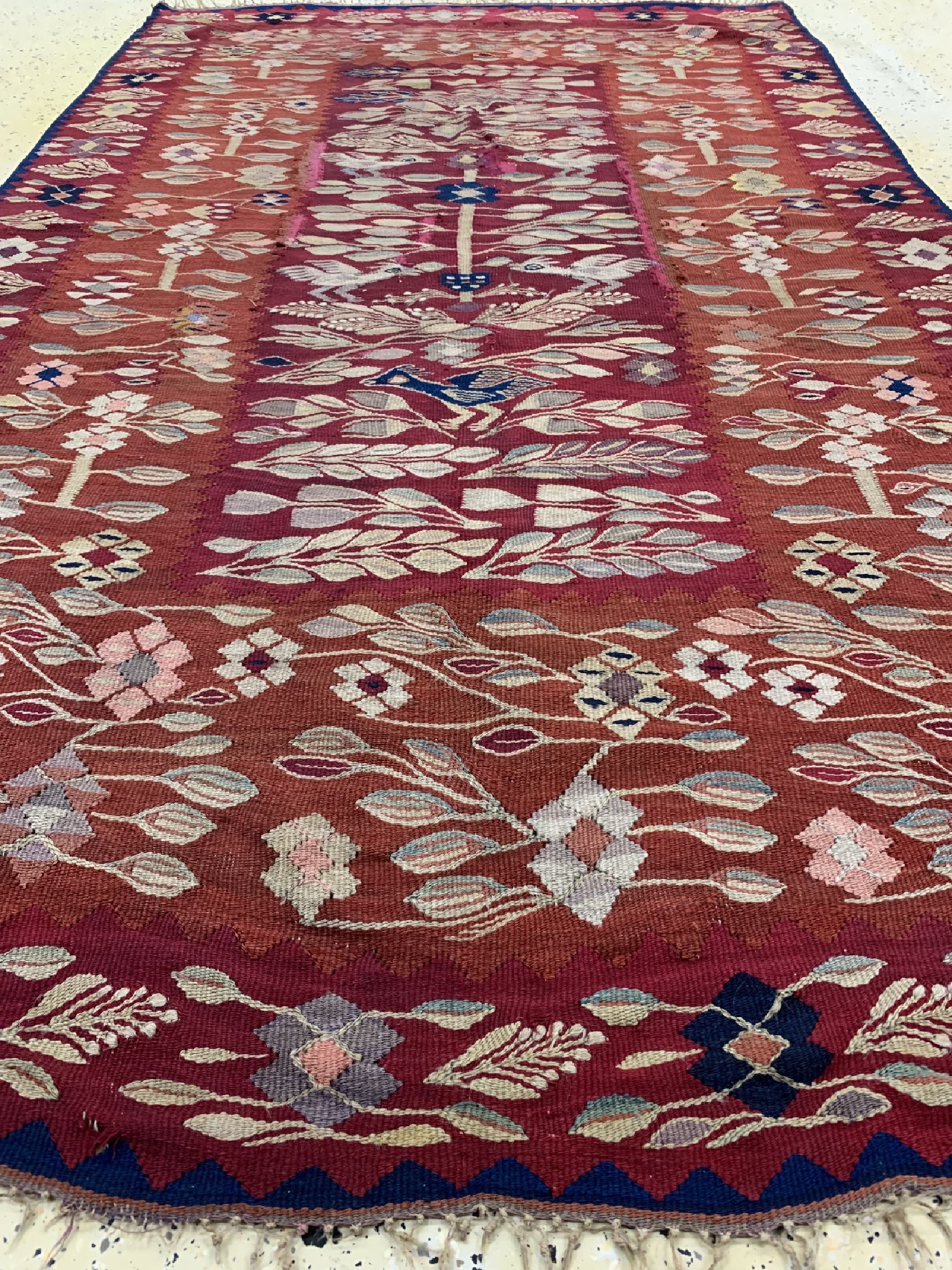 Detail e: Antiker Sarkoy Kelim, Türkei, 19.Jhd, Wolleauf Wolle, ca. 242 x 144 cm, EHZ: 3, (Reparaturen)
