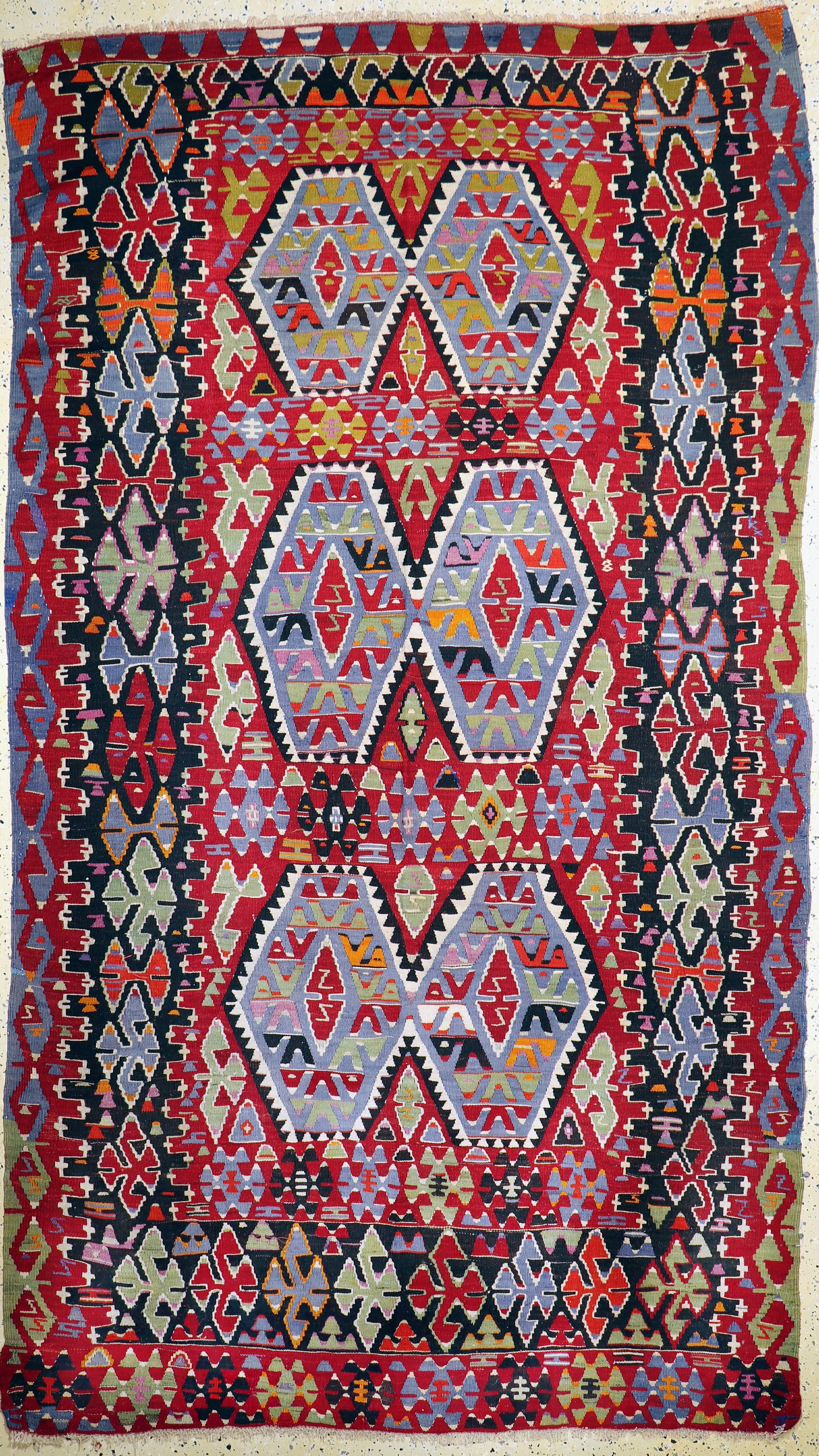 Anatol Kelim alt, Türkei, um 1950, Wolle auf Wolle, ca. 314 x 180 cm, EHZ: 2
