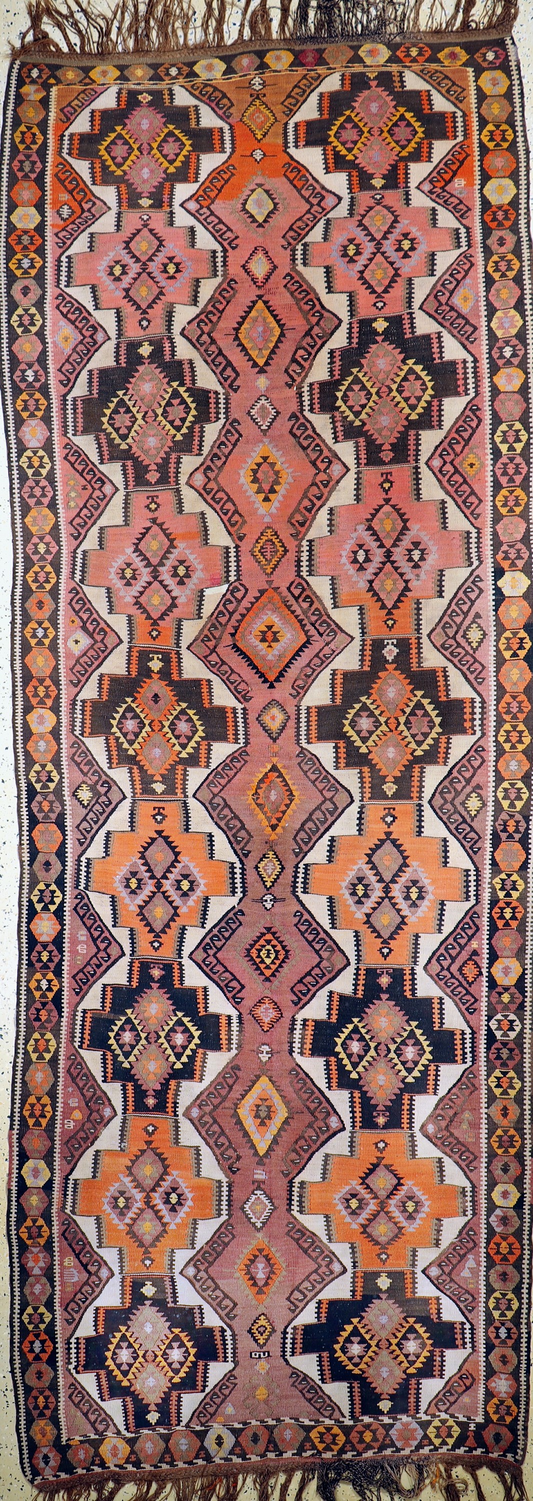Kars Kelim alt, Türkei, um 1940/1950, Wolleauf Wolle, ca. 350 x 127 cm, EHZ: 2
