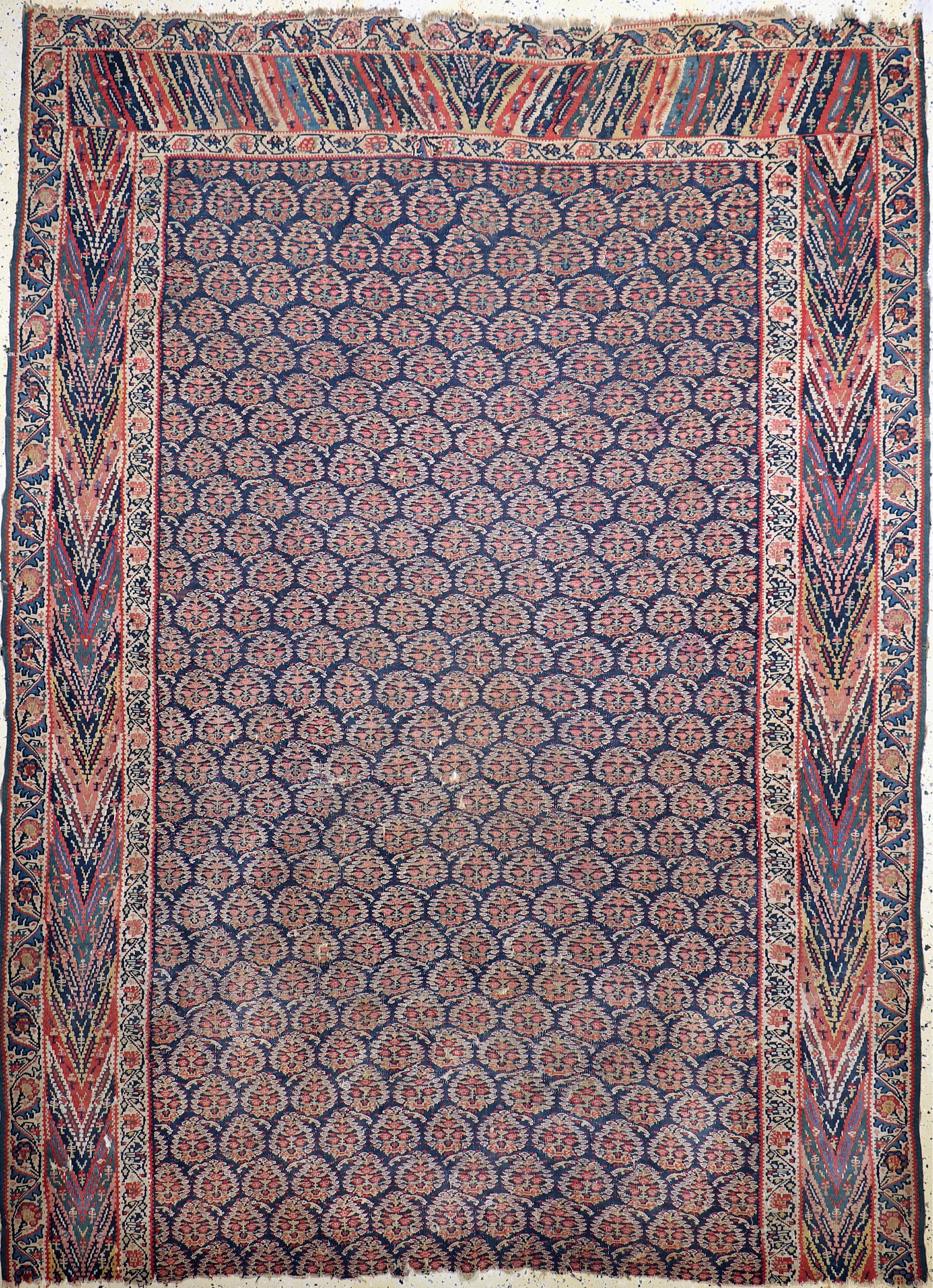 Antiker Senneh Kelim Fragment, Persien, Anfang 19.Jhd, Wolle auf Wolle, ca. 285 x 206 cm, EHZ: 4