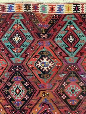 26714525b - Konya Kilim old(2 lanes), Turkey, around 1940/1950, wool on wool, approx. 360 x 190 cm,condition: 2. Rugs, Carpets & Flatweaves
