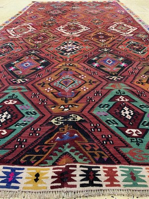 26714525d - Konya Kilim old(2 lanes), Turkey, around 1940/1950, wool on wool, approx. 360 x 190 cm,condition: 2. Rugs, Carpets & Flatweaves