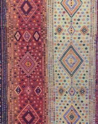 26714529b - Anatol Cicim old(5 lanes), Turkey, around 1920/1930, wool on wool, approx. 414 x 192 cm,condition: 2-3. Rugs, Carpets & Flatweaves