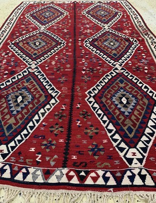 26714536c - Anatol Kilim(2 lanes), Turkey, approx. 50 years, wool on wool, approx. 208 x 126 cm, condition: 2 (stain). Rugs, Carpets & Flatweaves