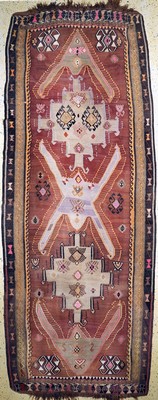 Image 26714537 - Antique Kars Kilim, Turkey, around 1910/1920, wool on wool, approx. 417 x 155 cm, condition:2. Rugs, Carpets & Flatweaves