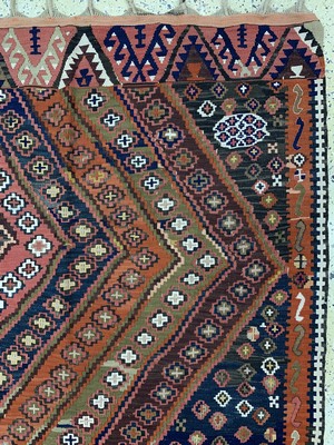 26714550c - Anatol Kilim old, Turkey, around 1930, wool on wool, approx. 395 x 152 cm, condition: 2. Rugs, Carpets & Flatweaves