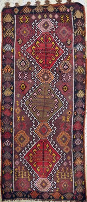 Image 26714551 - Anatol Kilim, Turkey, around 1950, wool on wool, approx. 270 x 120 cm, condition: 2. Rugs, Carpets & Flatweaves